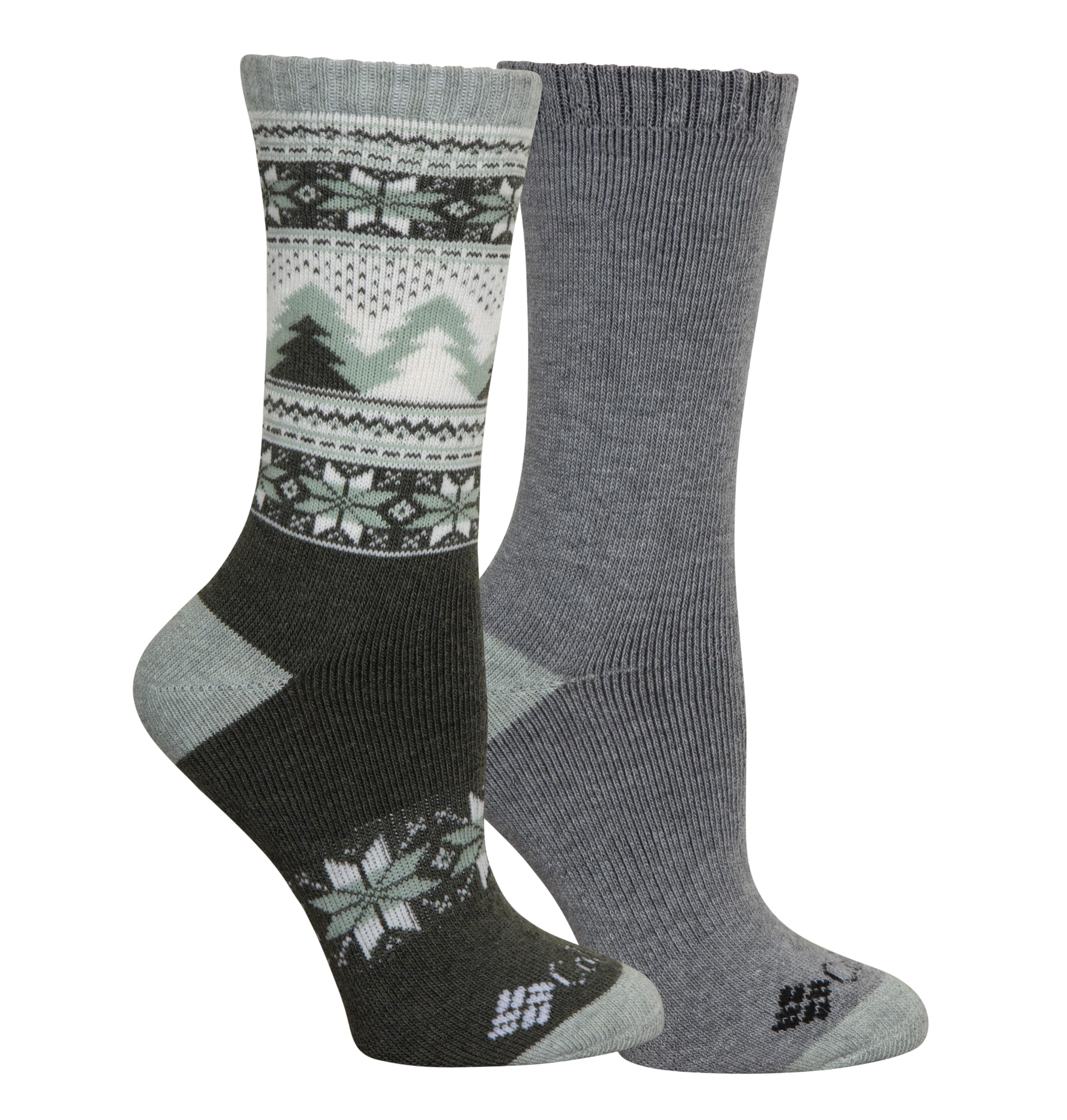Columbia Women's Enchanted Forest Wool Crew Socks 2 Pair, St.Green/Charcoal, One Size