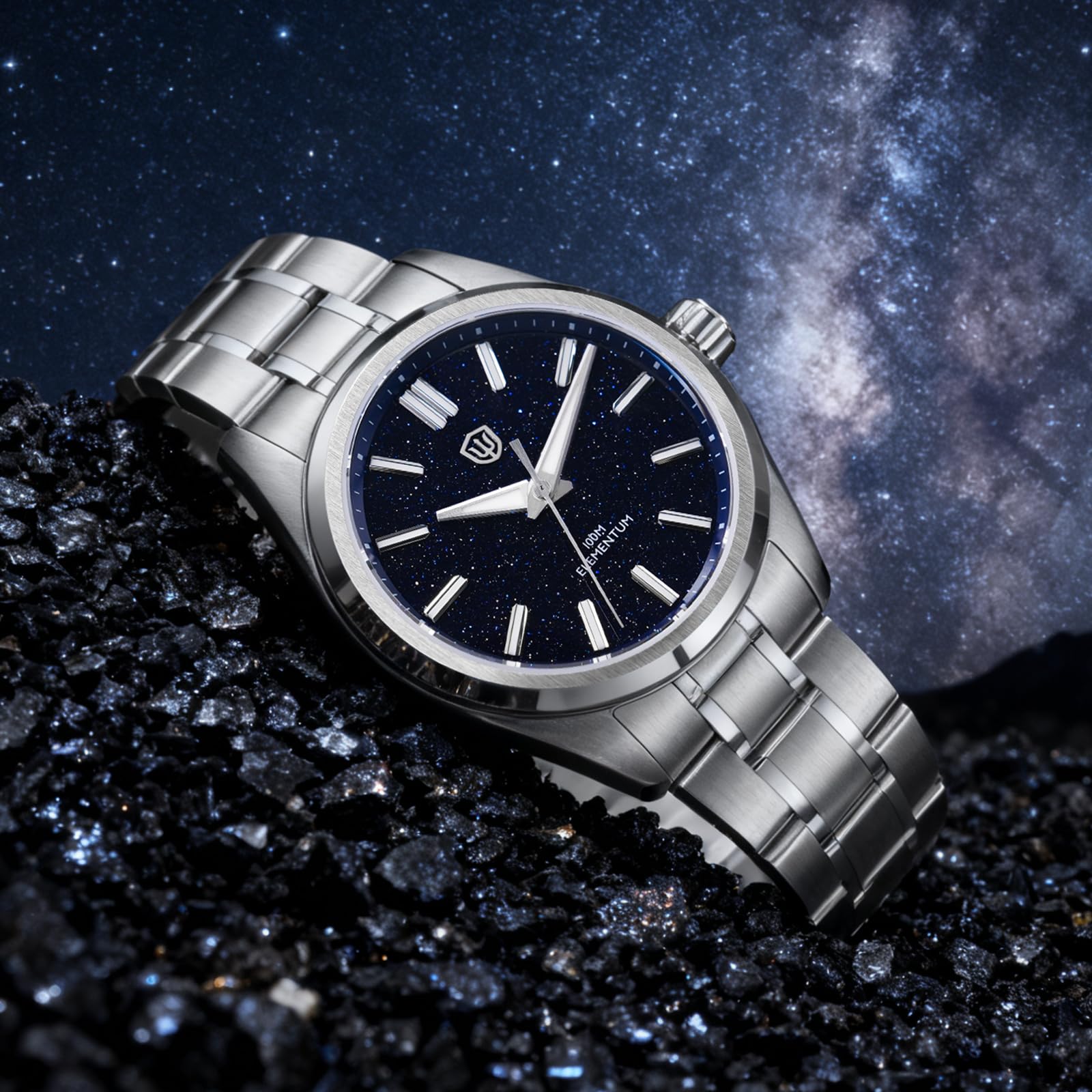 watchdives WD0003C Reloj de Cuarzo VH31 de segundero Continuo para Hombre con diseño Original, 36 mm, Cristal de Zafiro, Reloj de Pulsera de Estilo Refinado, Resistencia al Agua 100 m