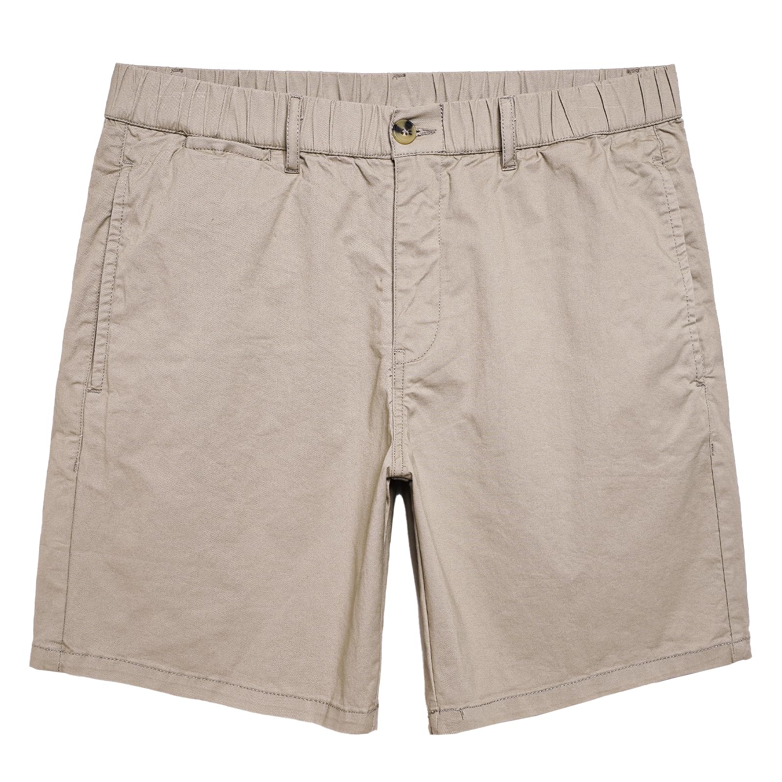 maamgic Men's Classic-fit 7" Cotton Casual Shorts Elastic Waistband with Multi-Pocket Daily Wear Walking Summer Outfit