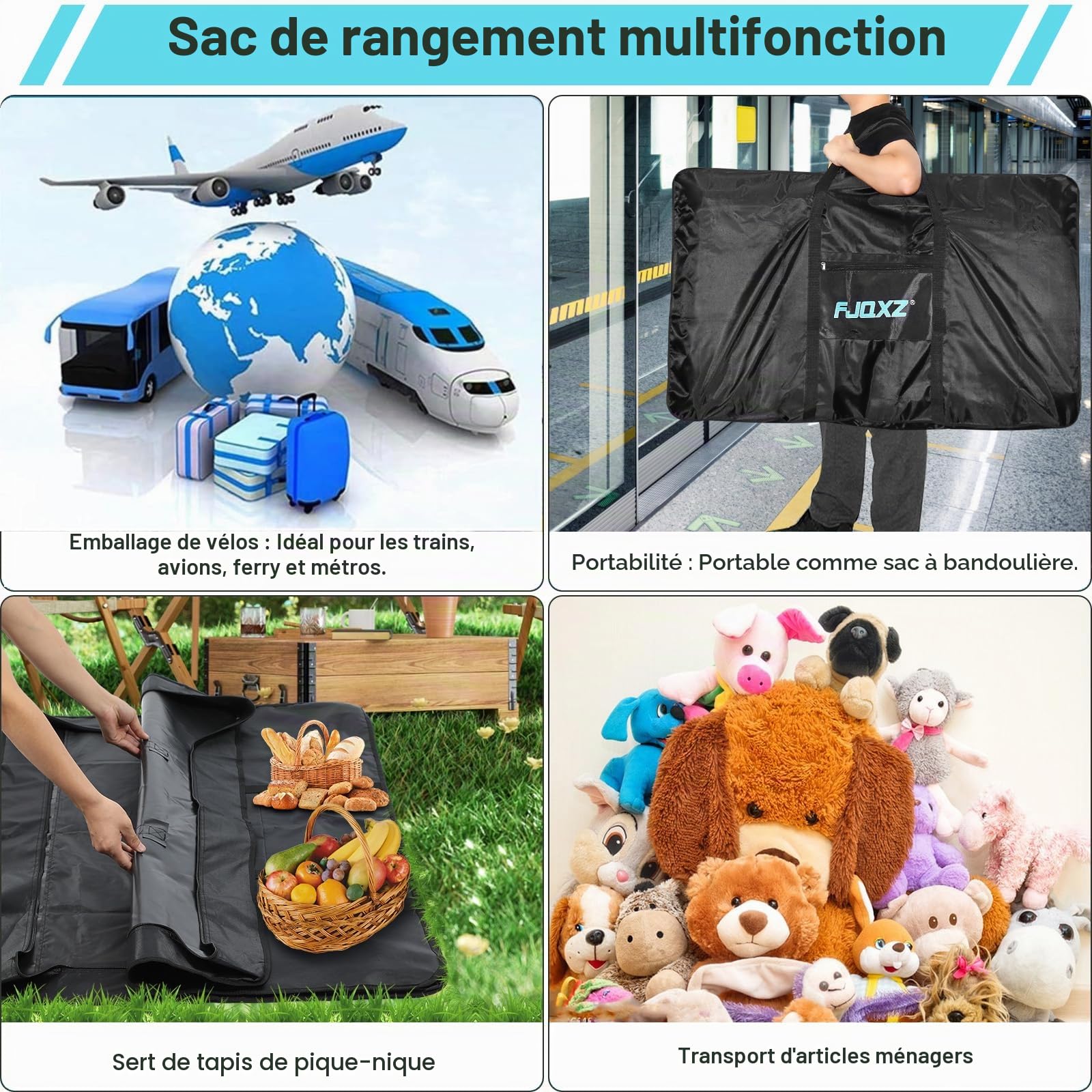 BAIGIO Sac de Transport Vélo, Grand Housse de Velo Pliant, Pour VTT/Route/Trotinette Electrique, Pour Voyager en Train Avion2
