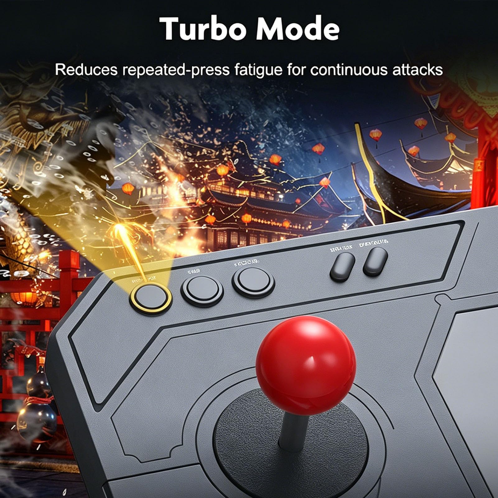 Generic Fighting Stick Fightstick z 3 Trybami Joysticka i Funkcjami | Lekki kontroler ABS typu C do komputerów PC i konsol do gier Slim Pro