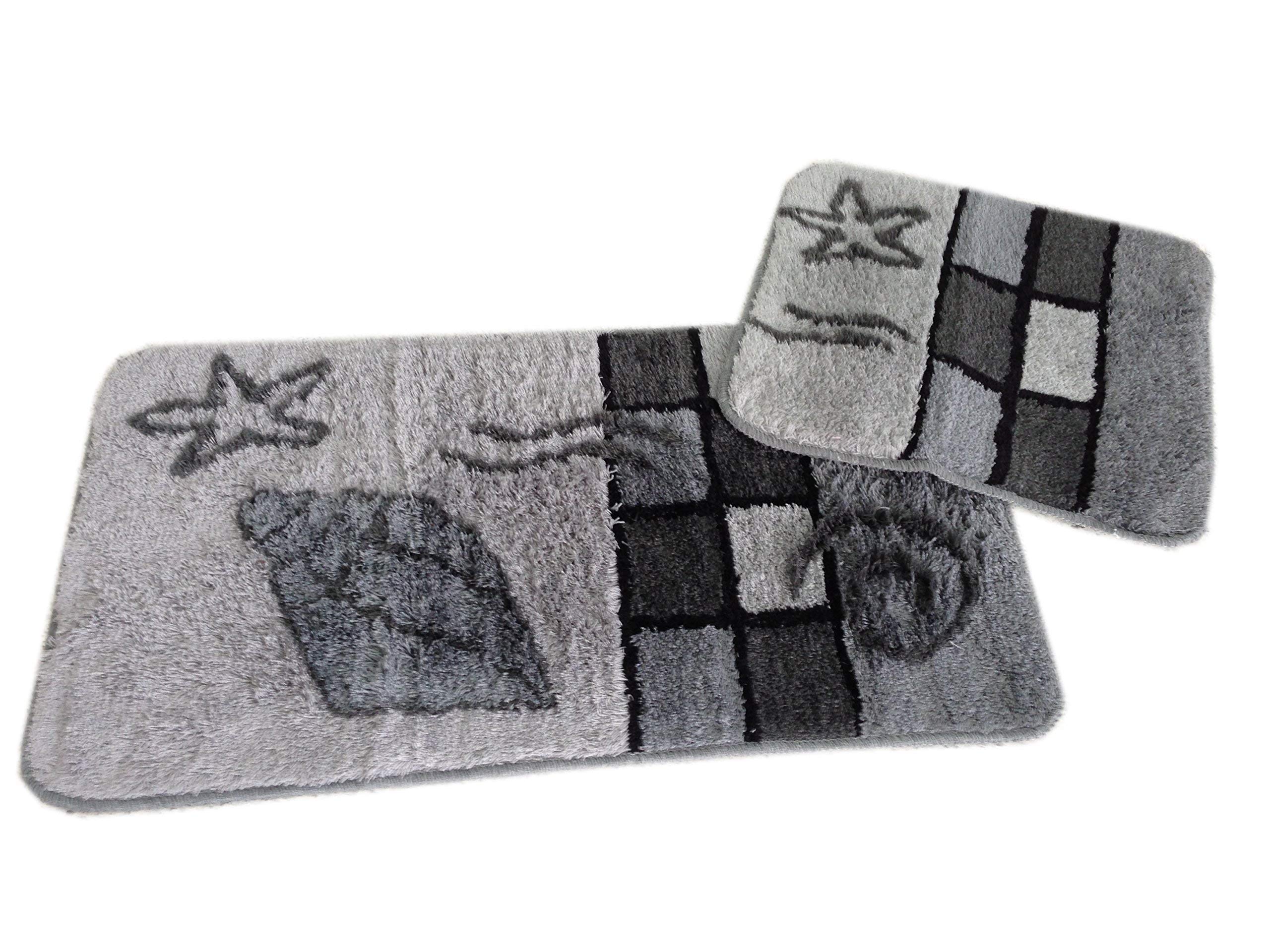 Lot de 2 tapis de bain Hambourg gris.