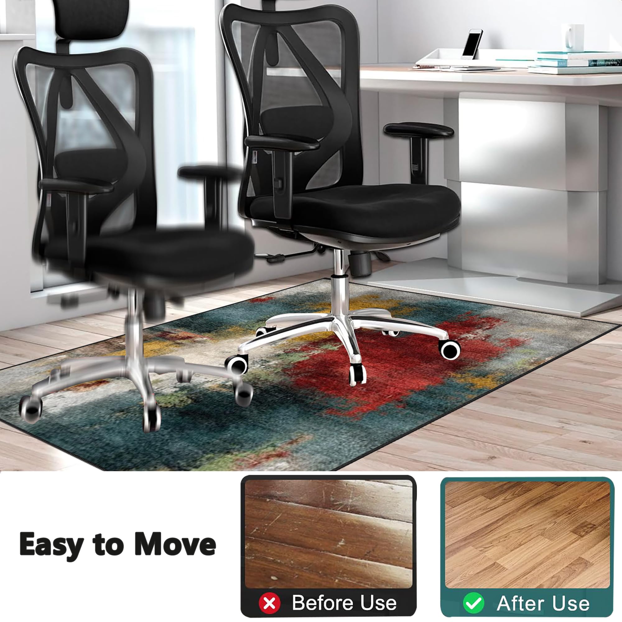 Tapis Protège-Sol pour Chaise, Tapis Chaise de Bureau Gaming Tapis de Sol Bureau Tissu, Antidérapant Tapis Chaise de Bureau, Tapis de Protection pour Bois/Carrelage pour Bureau et Maison 140 x 180 cm