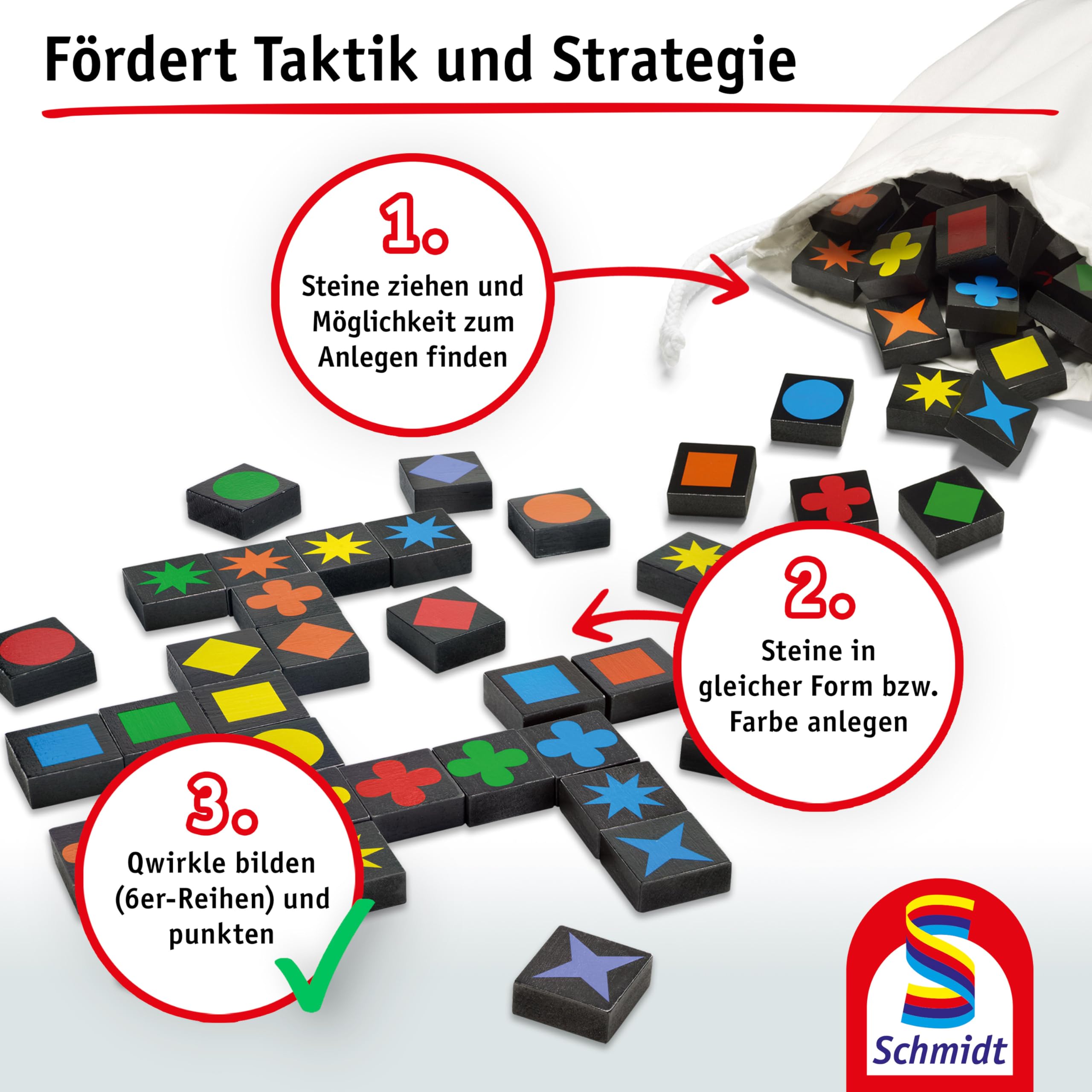 Schmidt Spiele- Jeu de Famille Qwirkle, 6 ans to 99 ans,49014