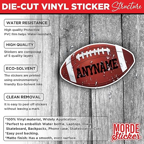 Miniatura 3 de Calcomanía personalizada con nombre para casco de fútbol y rugby, calcomanías de vinilo troqueladas para casco duro, laptop, botella de agua, funda