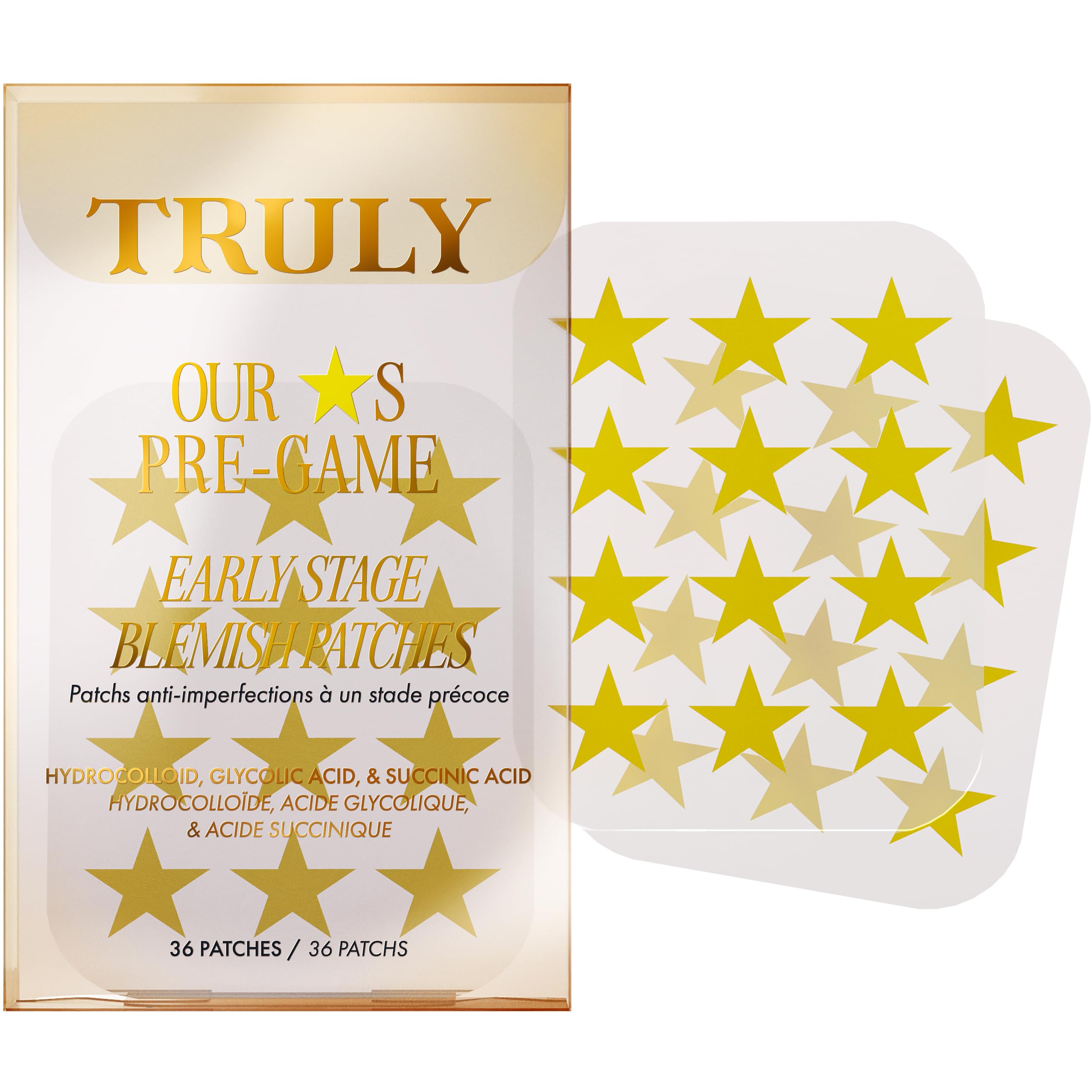 Truly Beauty Our Stars Blemish Patches | Star-Shaped Hydrocolloid Acne Stickers with Tea Tree & Glycolic Acid | Extracts Impurities & Fights Breakouts | Cute Spot Covers (36 Ct)