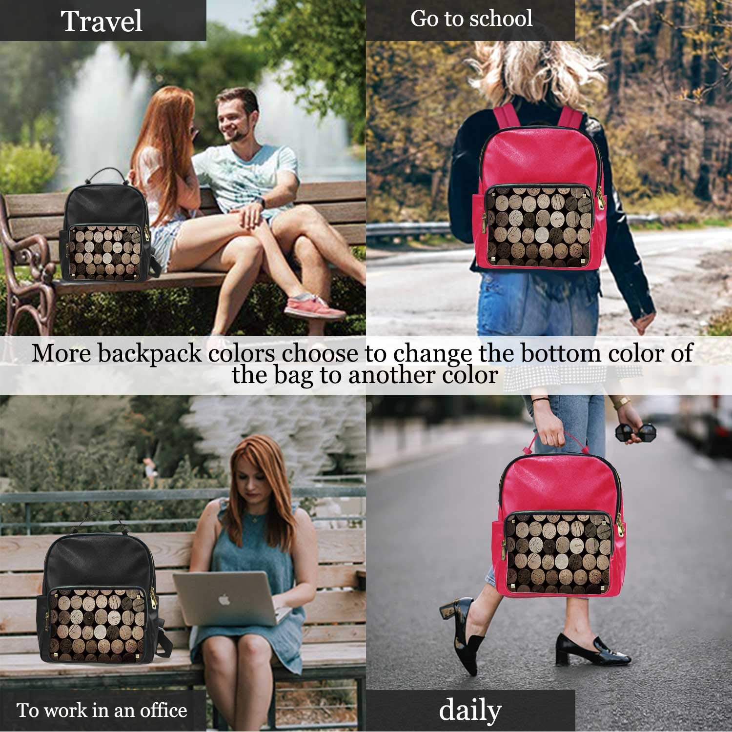 Colorful Corks,Leather Work Bag for Women School College 13IN