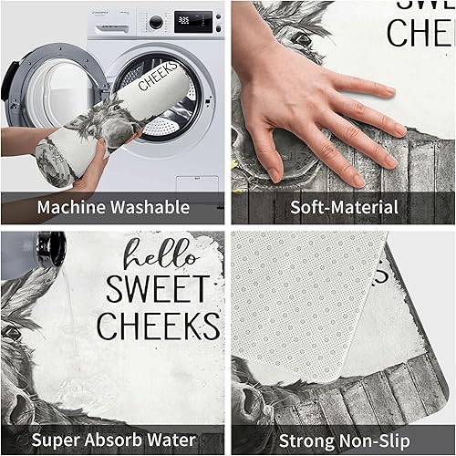 Miniatura 7 de Divertida alfombra de baño de burro en blanco y negro, divertida alfombra de cocina antideslizante, tapete de baño de burro, decoración de baño