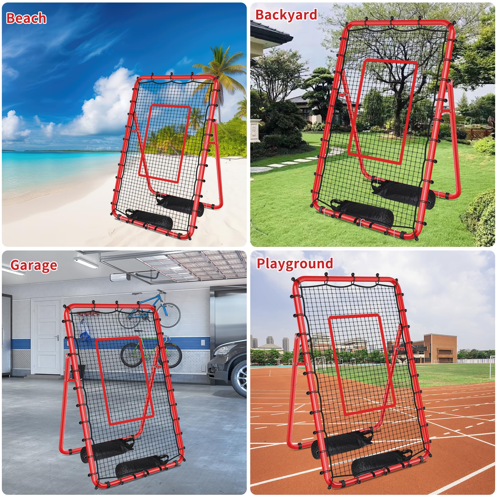 TomCare Red de rebote de voleibol de 7 x 4 pies, equipo de entrenamiento de voleibol con 5 ángulos ajustables, red de práctica de voleibol para golpes y pinchos, portátil y estable, red de rebote para