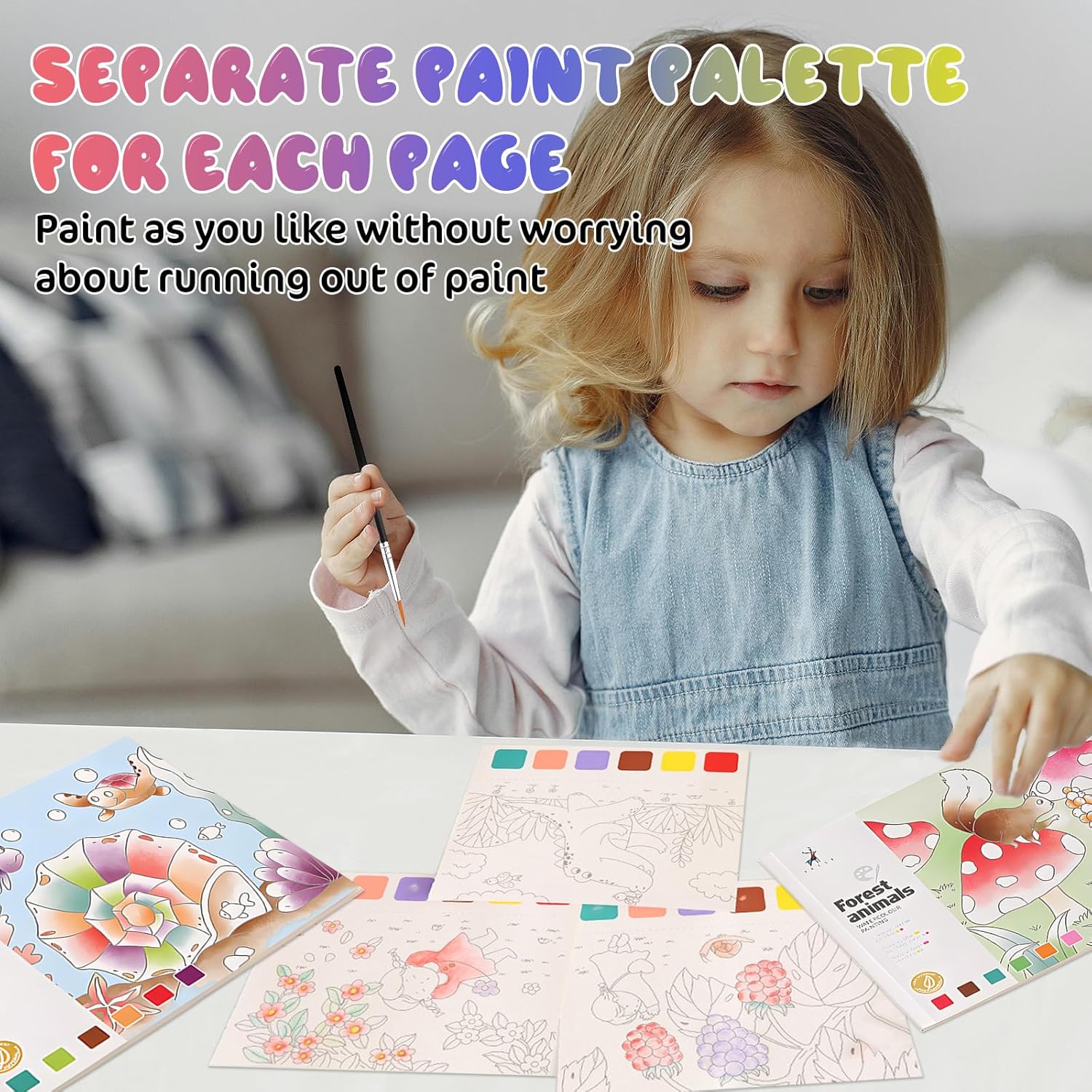 AWANKOU Paint with Water Coloring Books for Kids, 3 PCS | 60 Pages Watercolor Painting Sets for Kids Ages 4 5 6 7 8+, Arts Crafts Drawing Gift for Boys Girls - Fairy Tail, Dream Ocean& Forest Animals - Image 5