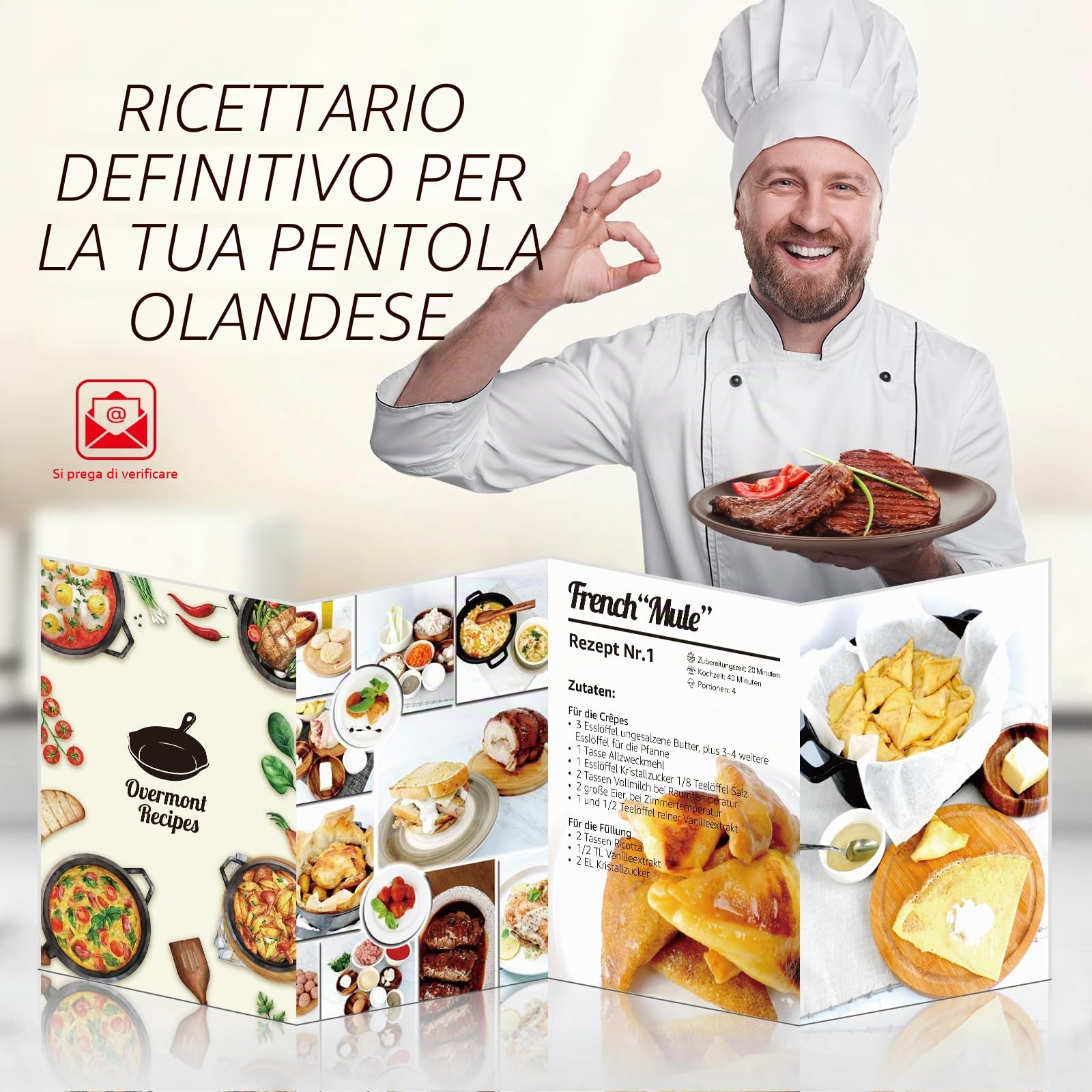 Overmont Casseruola in Ghisa Smaltata - Antiaderente Forno Olandese con Coperchio - Ø26 CM Rotonda Cocotte per Adatto a Piani di Cottura e Forni a Induzione - Rosso