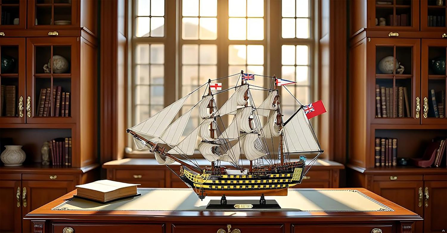 SAILINGSTORY Wooden Model Ship HMS Victory 1/110 Scale Replica Naval Warship Decor
