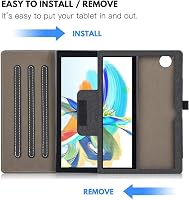 DLveer Prémium Műbőr Tok Teclast M40 Pro/P20S 10 Hüvelykes Tablethez - 360 Fokos Védelem, Többszögű Állvány, Tolltartó, Fekete 4
