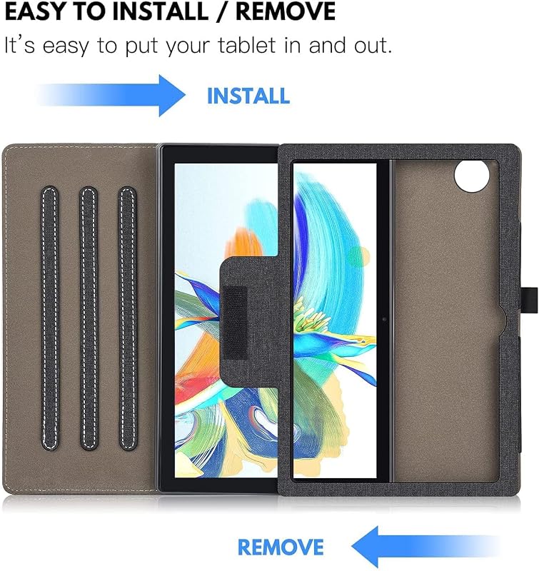 DLveer Prémium Műbőr Tok Teclast M40 Pro/P20S 10 Hüvelykes Tablethez - 360 Fokos Védelem, Többszögű Állvány, Tolltartó, Fekete