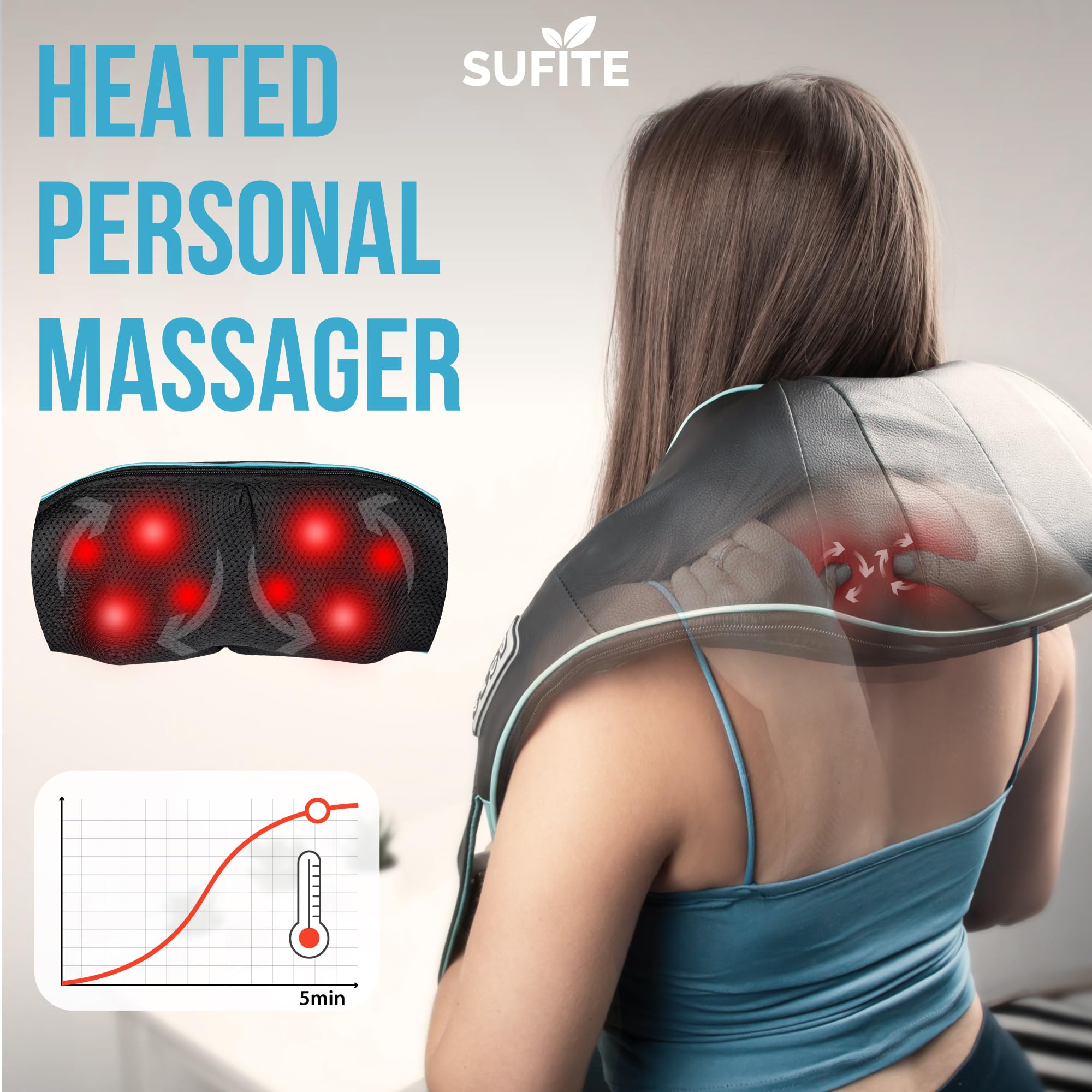 Shiatsu Massagegerät Nacken - Nackenmassagegerät Mit Wärme, 3 Geschwindigkeiten, Auto-Reverse