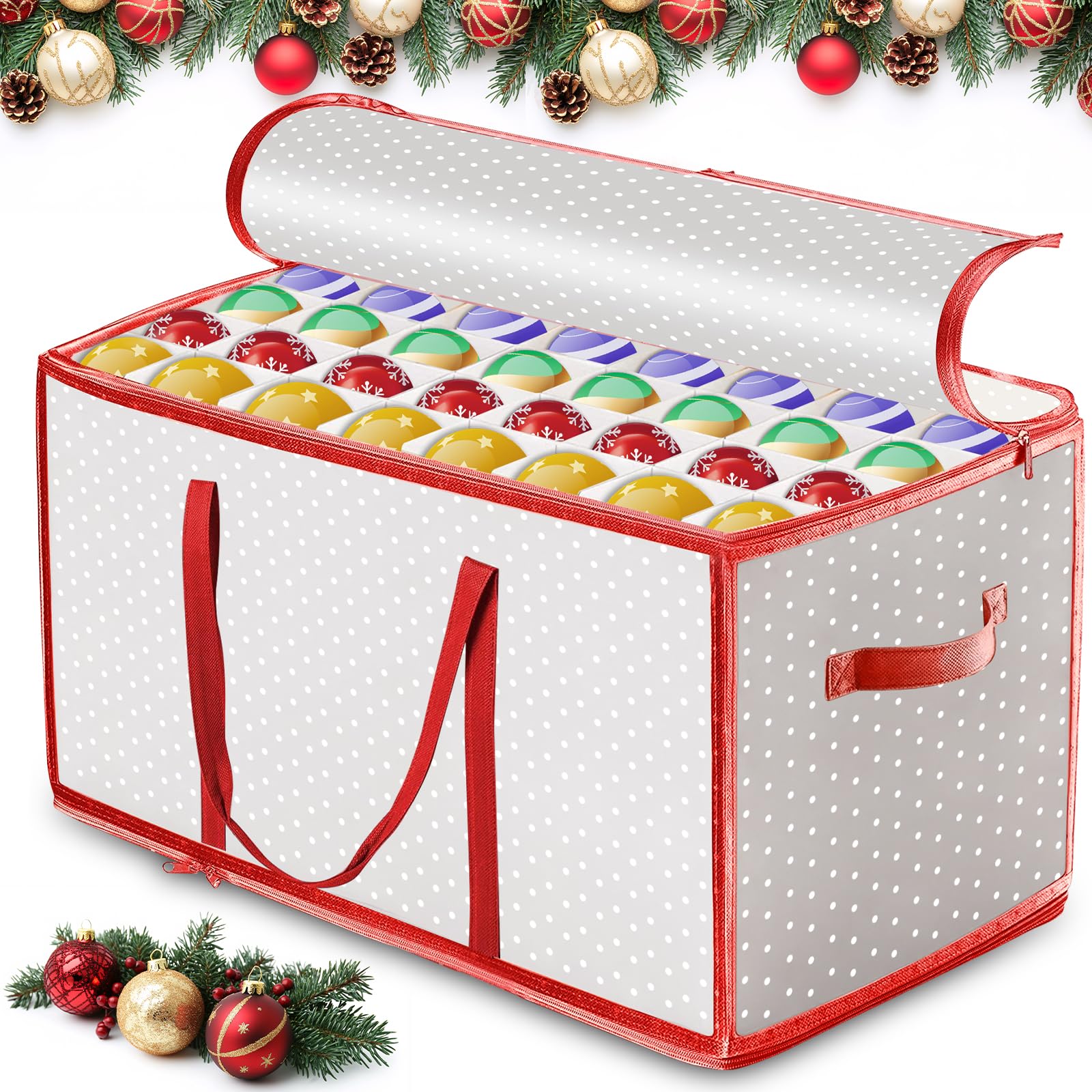 Caja para Guardar Bolas de Navidad, 128 Compartimentos Organizador Bolas Navidad, Caja Bolas Navidad para Guardar Bolas de Navidad, Adornos Navideños, Adornos para el Árbol de Navidad
