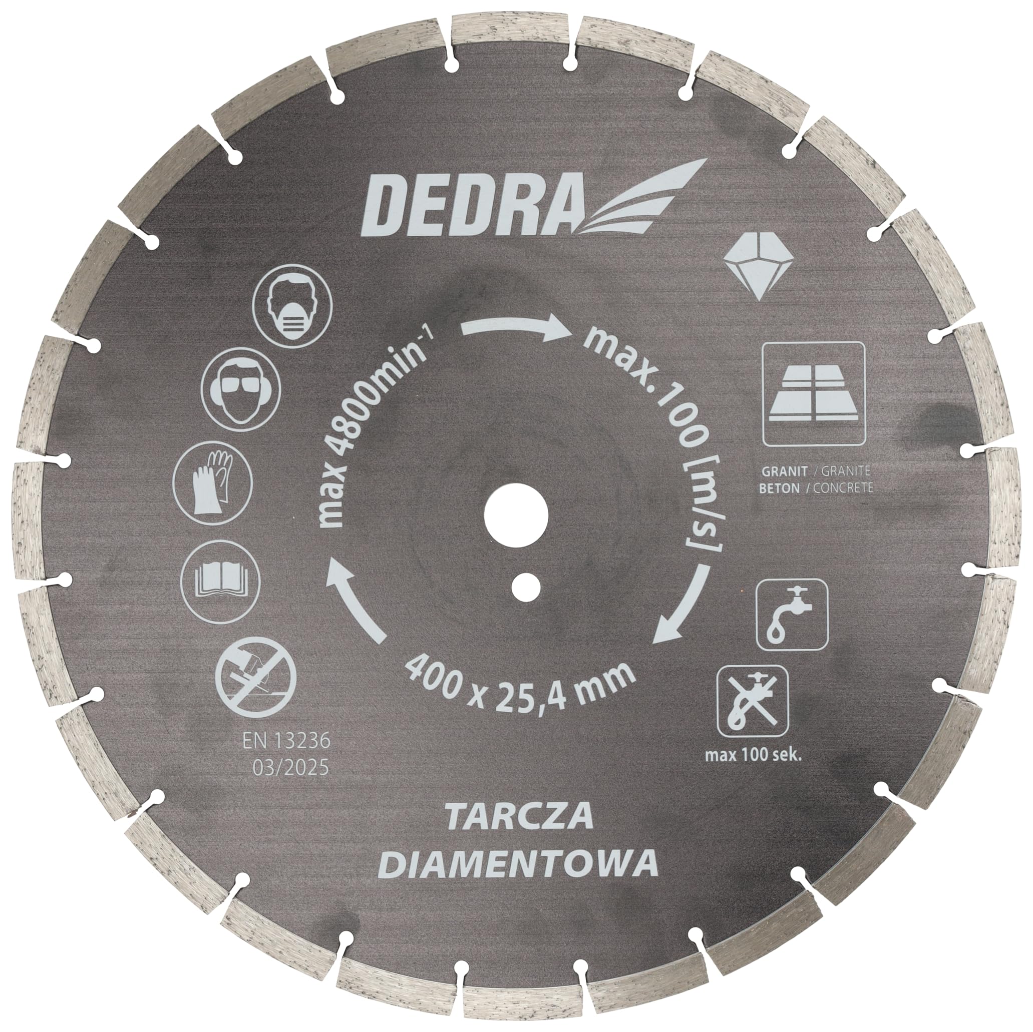 Dedra DED8837 - Cortadora de hormigón y acero de gasolina (400 mm, 4,8 kW, motor de dos tiempos, válvula de alivio, filtro de aire doble, refrigeración por agua, refrigeración por aire y protección