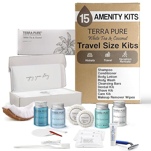 Miniatura 10 de Terra Pure Juego de jabones y artículos de tocador de hotel de té blanco y coco  1 tienda todo en kit para hoteles  Champú y acondicionador de 1