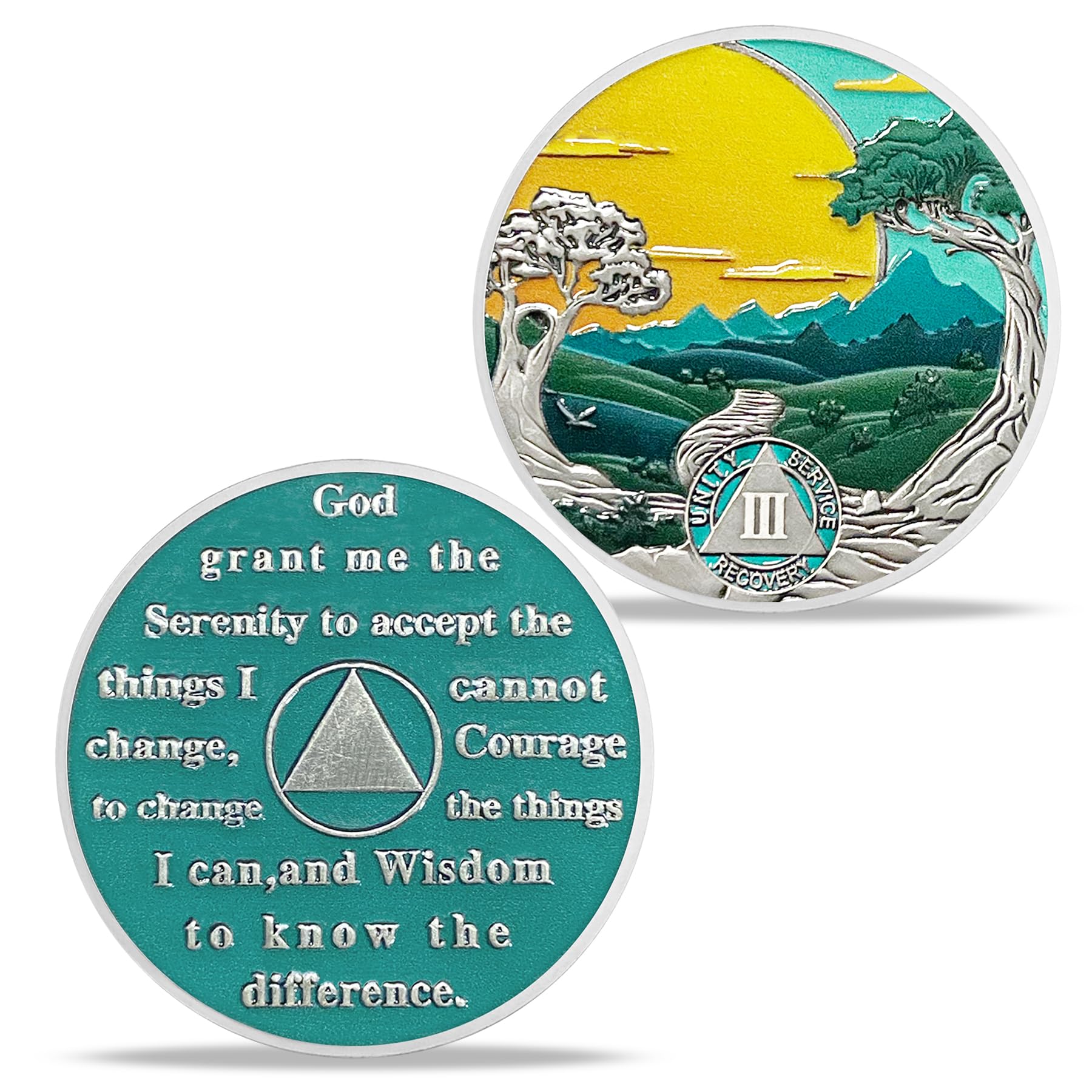 3 Year AA Medallion Sobriety Coin - Alcoholics Anonymous Chip In Red White Black - 3 Year Sobriety Token | Buy Now With Express International Delivery