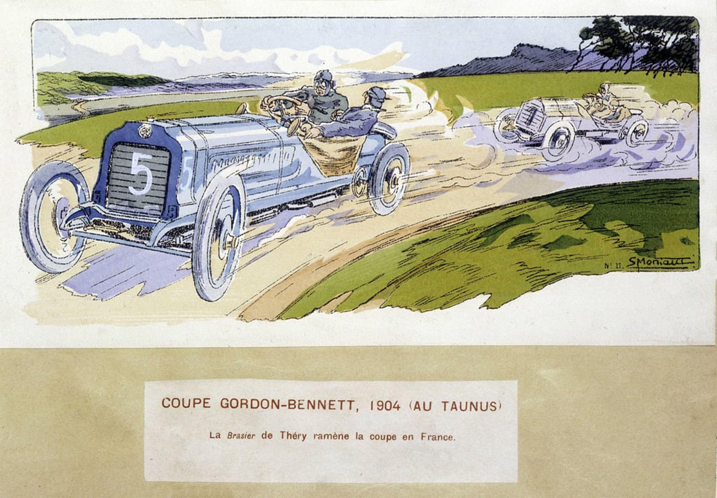 SERENDIPITP Vintage Picture Print on Canvas Wall Art Poster Racing the Gordon Bennett Cup in by Ernest Montaut Artwork Print Poster for Wall Decor 60x90cm