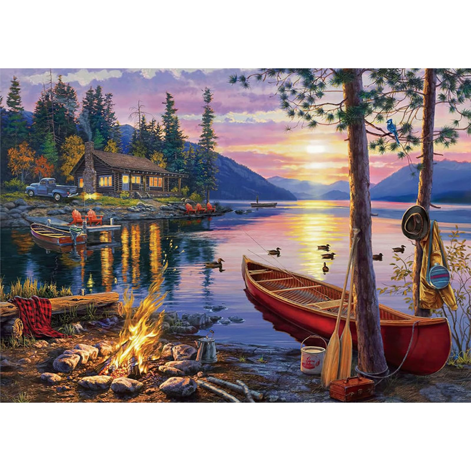 MEIYUDA 5D Diamond Art Painting Kits Adults Canoe Lake