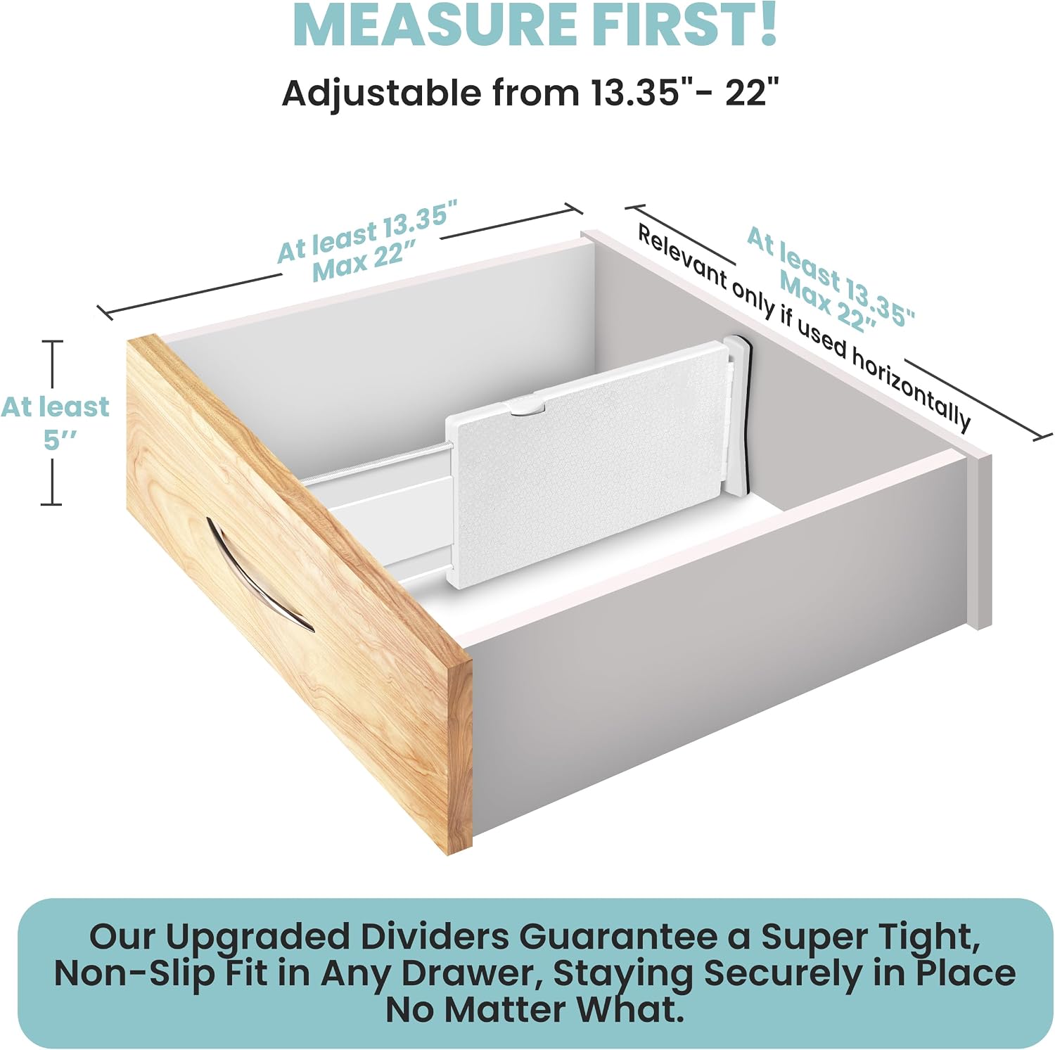RAPTUROUS White Expandable Drawer Dividers (5" Tall, 13"-22" Long, 10 Pack - White) image 5