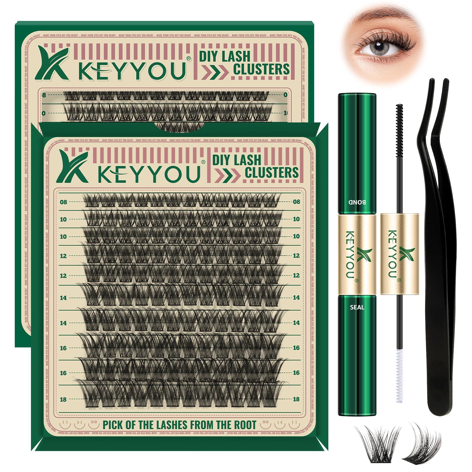 DIY lash extensions using the longest length up to 18mm from KEYYOU L, key you diy lash