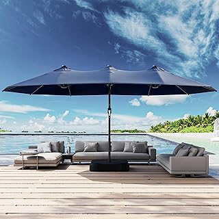 Joyside 15FT Double-Sided Rectangle Patio Umbrella with Crank Handle and Base