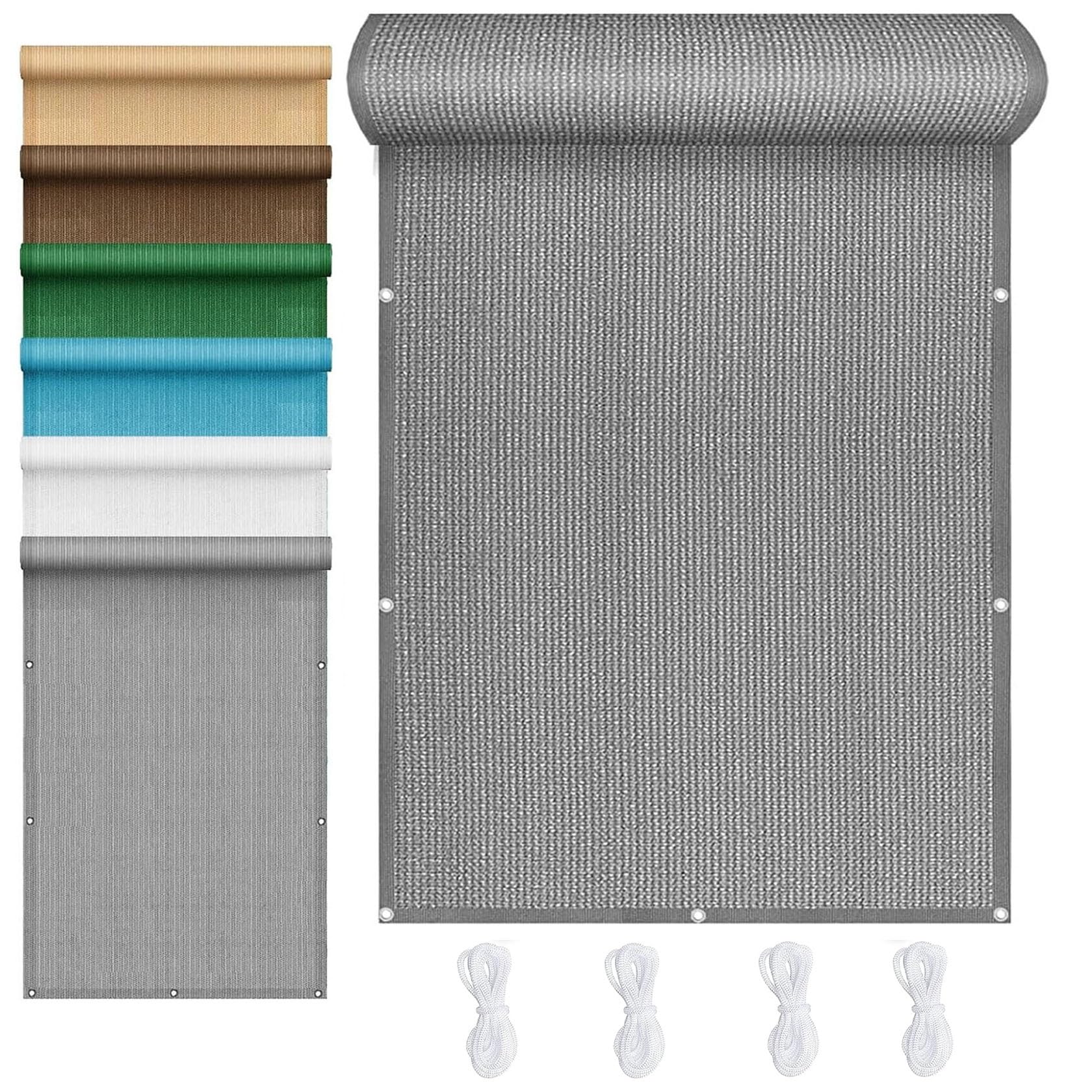 Toile ombrage respirant 260 x 400 cm gris en HDPE pour terrasse et balcon
