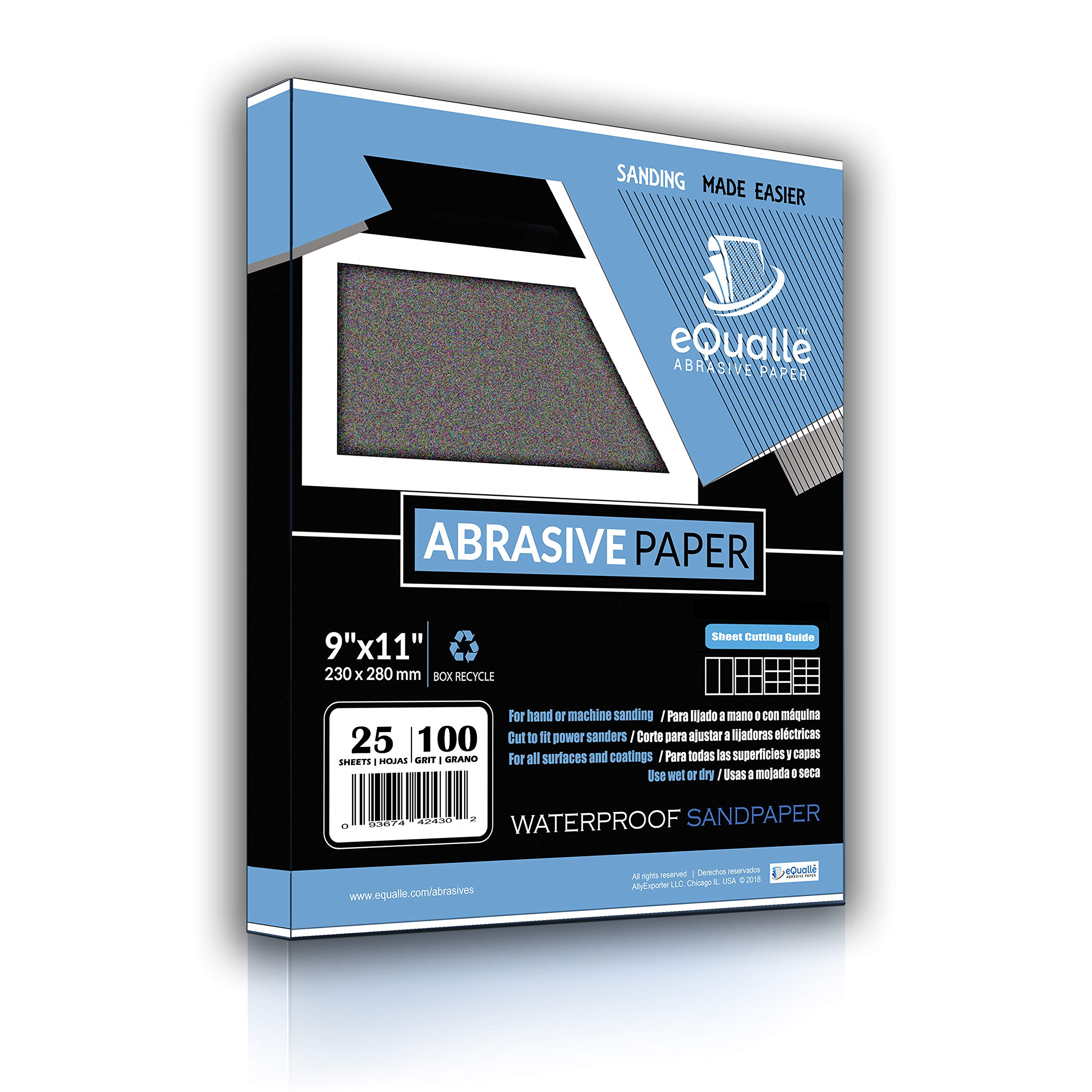 100 Grit Sandpaper Sheets for Surface Prep on Metal Surfaces, 9 x 11 in, 25 Pack, Wet or Dry, Silicon Carbide Abrasive