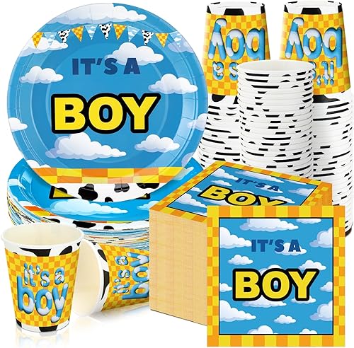 Miniatura 8 de Hushee Juego de 200 platos florales de papel para baby shower, servilletas, tazas, suministros de fiesta de baby shower, juego de vajilla desechable