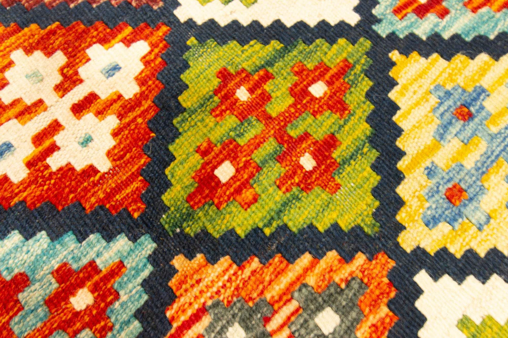 Kilim Tapis 100 % laine 126 x 80 cm, fait à la main, pièce unique de style Herat Boho multicolore, tissage plat, tapis d'entrée et chambre