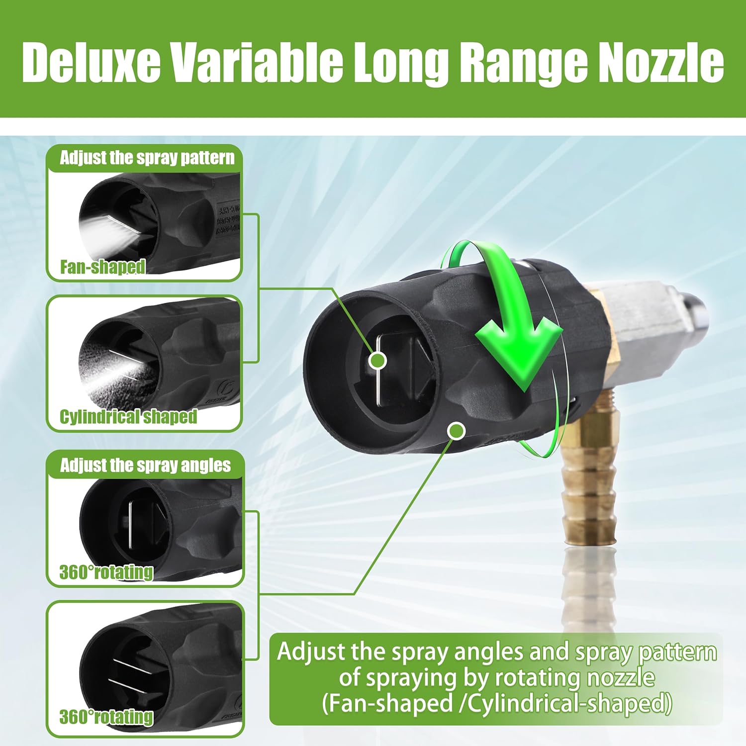 Pressure Washer Hose, Adjustable Long Range Downstream Injection Nozzle Kit 4-4.5 GPM