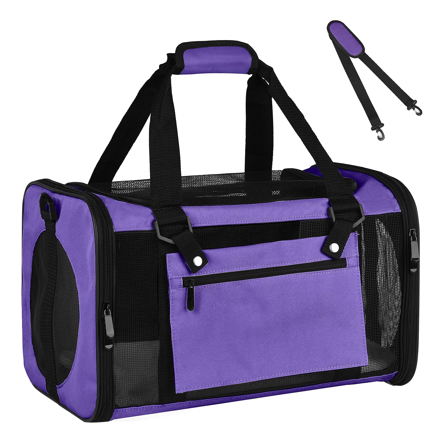 EOOORL Pet Carrier Cat Carriers Dog Carrier for Small Medium Cats Dogs Puppies TSA Airline Approved Small Dog Carrier Soft Sided, Purple Large