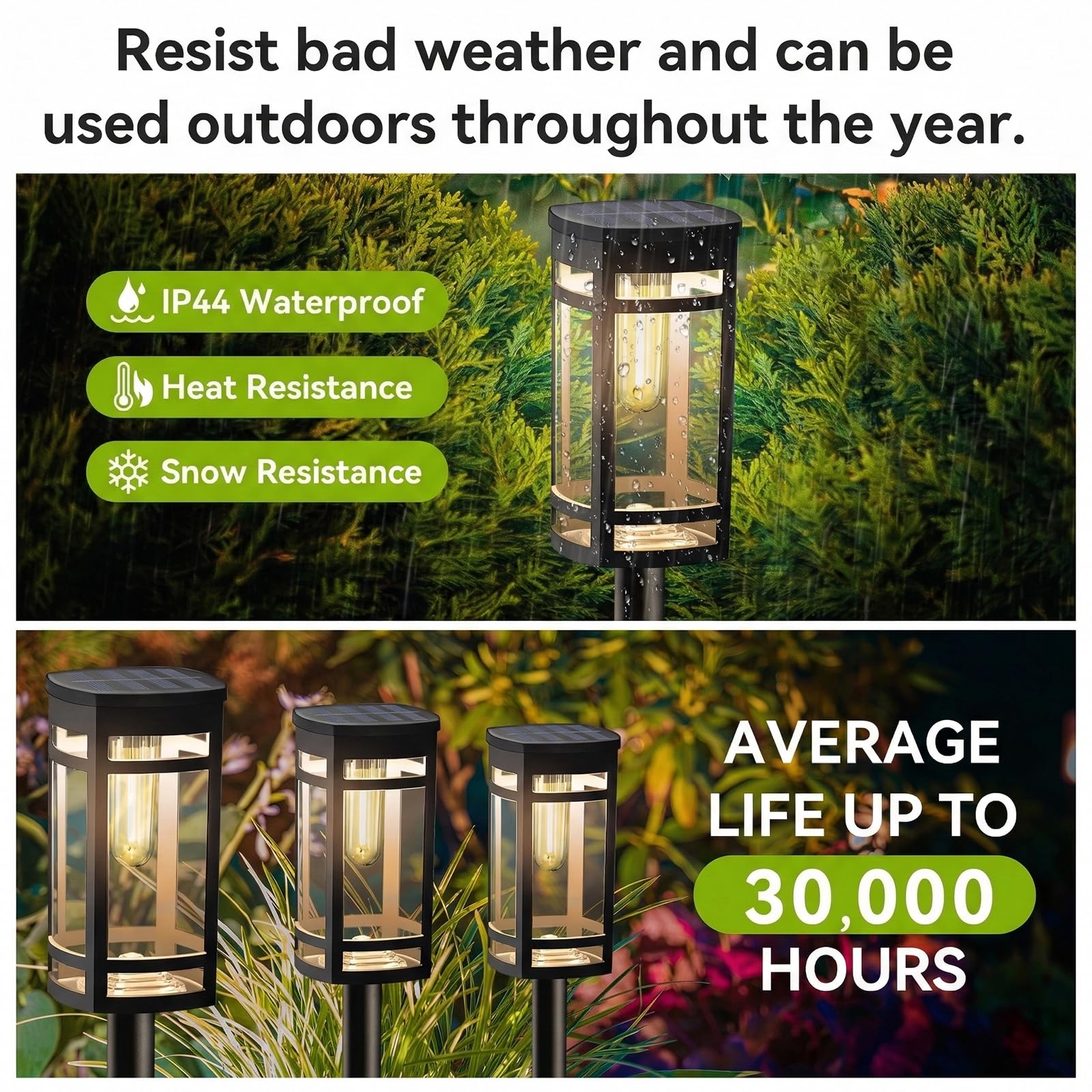 EXCMARK Luci solari per esterni, impermeabili, per giardino, vialetto, vialetto, cortile, prato, illuminazione decorativa del paesaggio. (12)