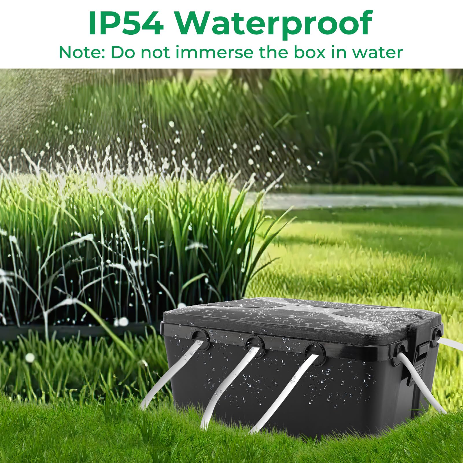Gugxiom Large Waterproof Cable Box for Outdoor, 32 x 22 x 13 cm, IP54, Outdoor Electric Box, 7 Cable Ports, Kabelbox für Schutz von Verlängerungskabeln, Steckdosenleisten und Außensteckern(Schwarz)