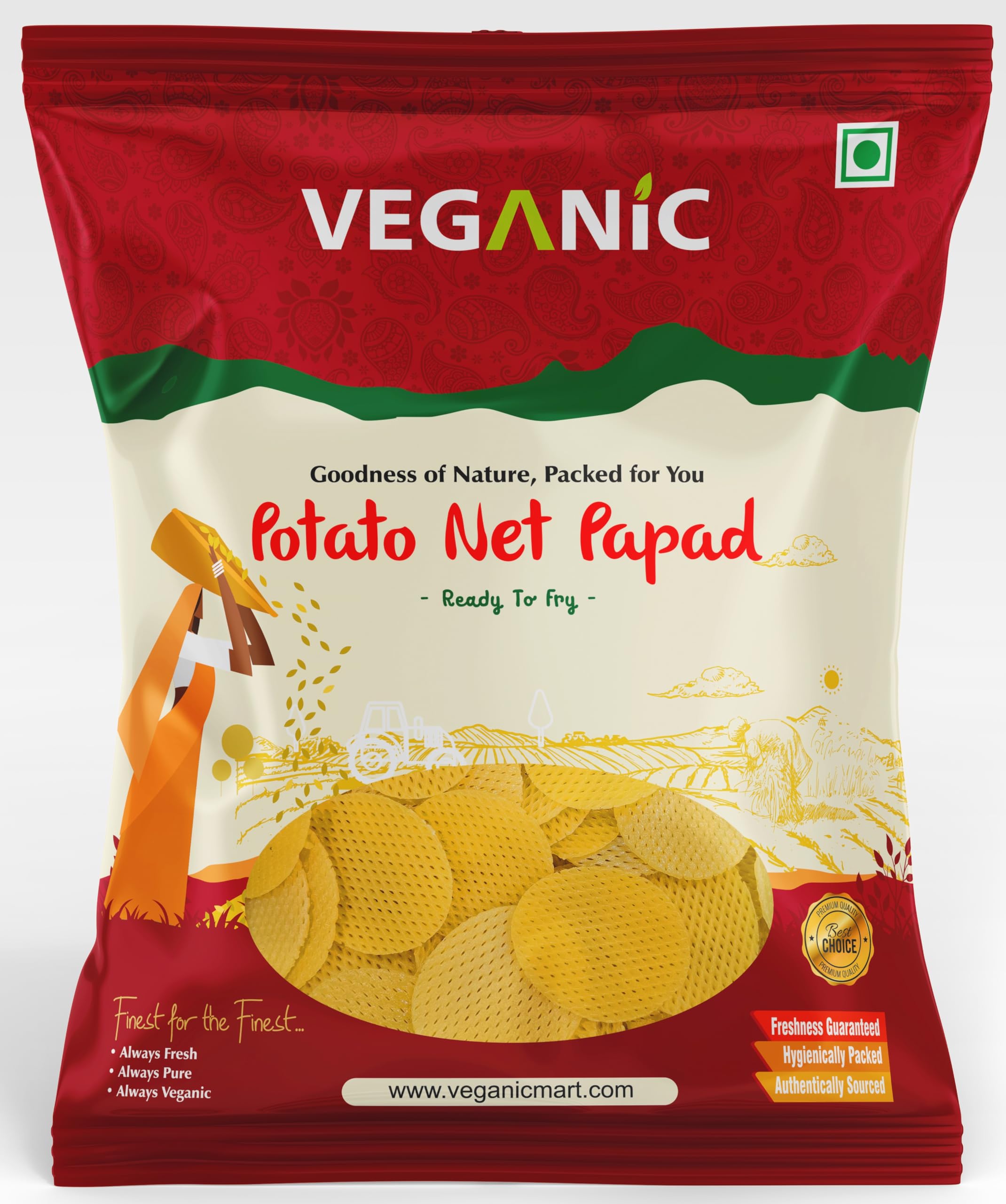 - veganic Potato Net Papad | Aloo Jaali | Homemade Papad Alu Chips Jali | Aaloo Fryums | Potato Wafers - 400Gm - Potato