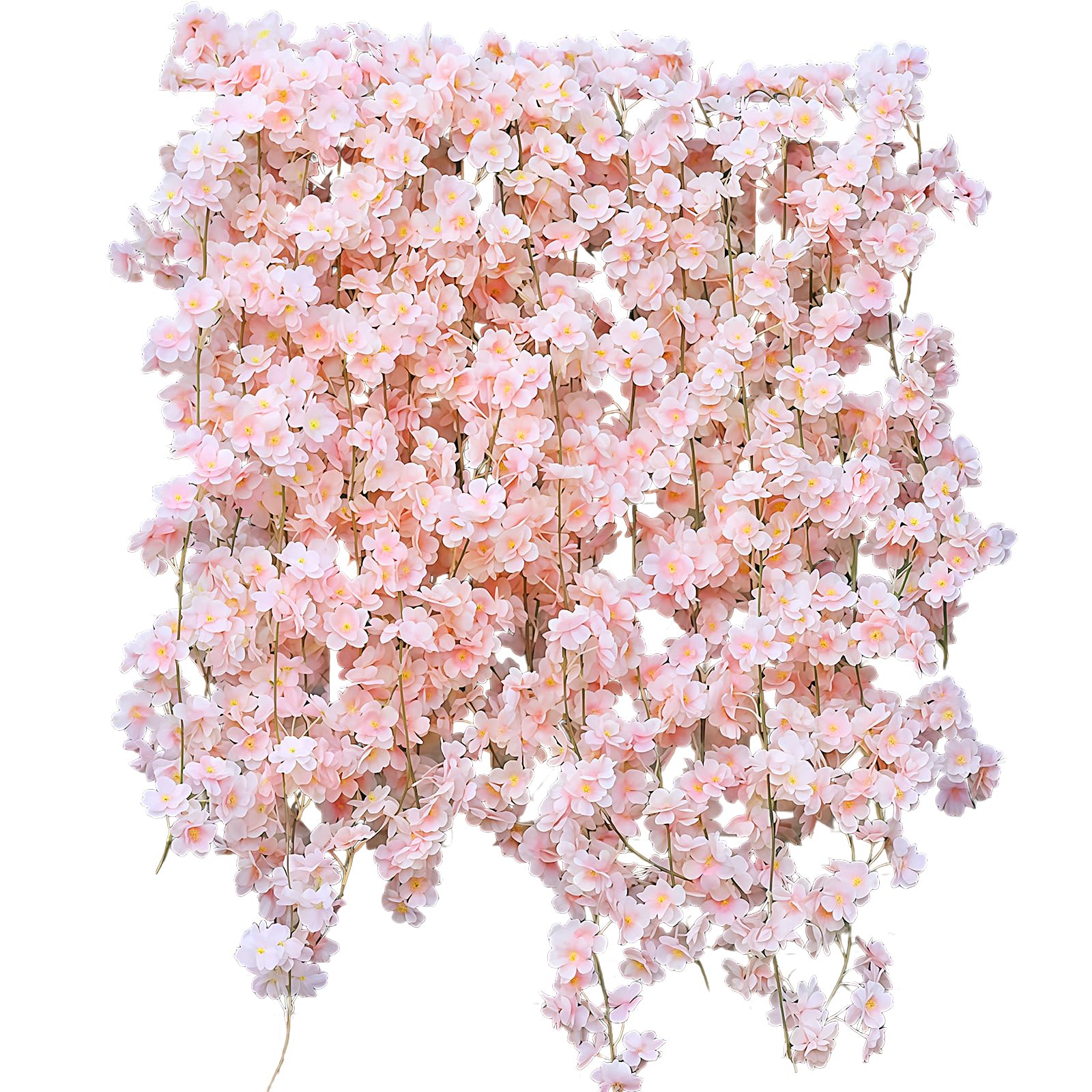 Maslasee 3-Pack 180cm Pink Artificial Silk Cherry Blossom Garland, Fake Flowers Vines for Home Wedding Wall Garden Decoration, Home Decoration with Flower Garland