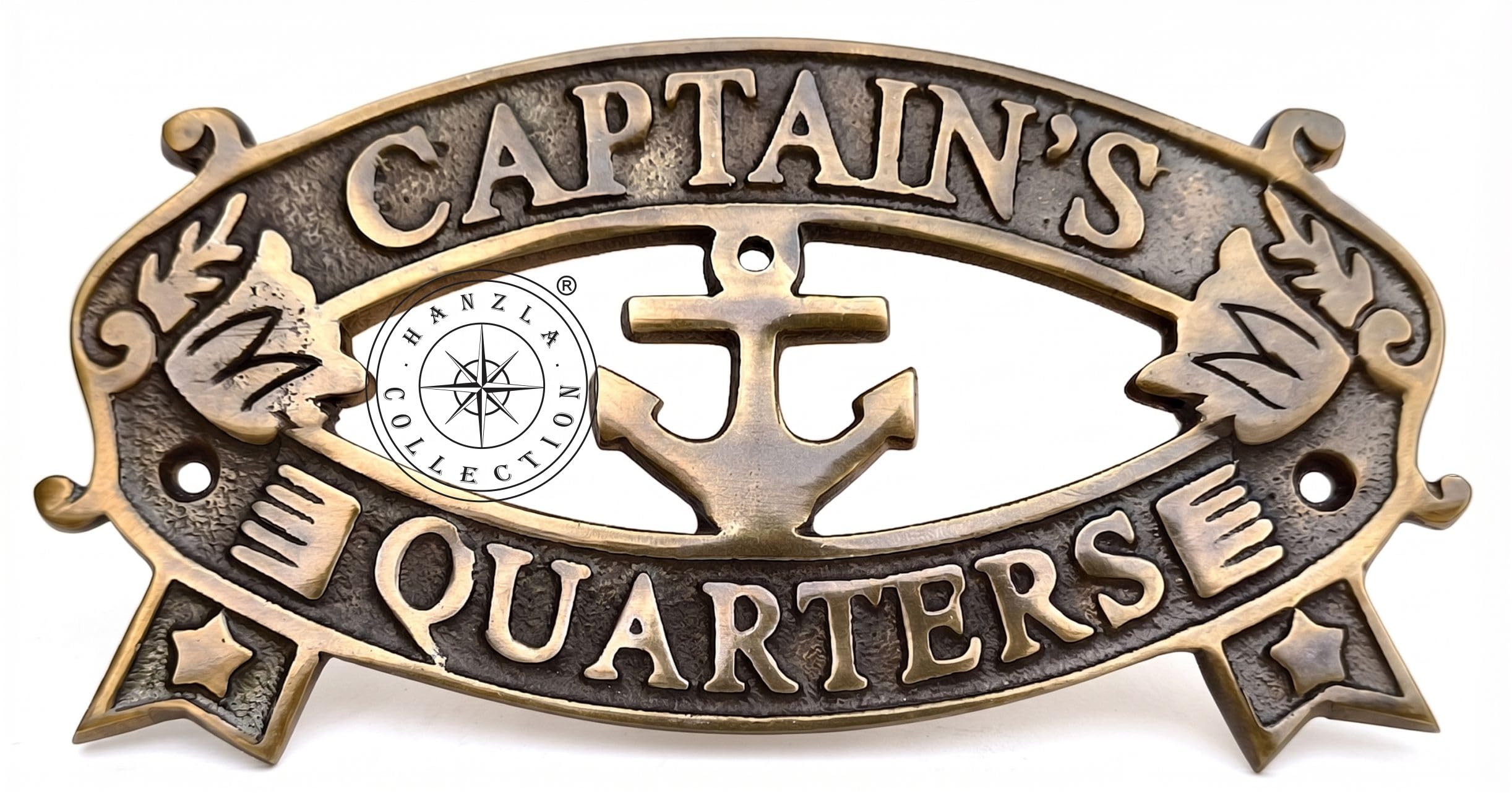 Hanzla Collection Nautical Captain's Quarters Sign 7" Antique Brass Wall Decoration Plaque-picture-31