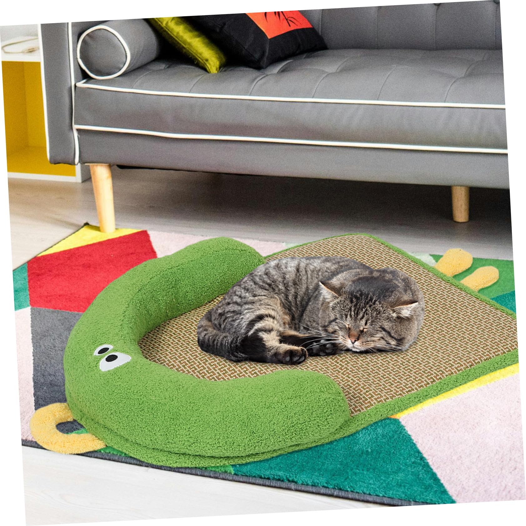 Kühlmatte für Haustiere mit Kissen, Geflochten, Rattan Baumwolle Grün