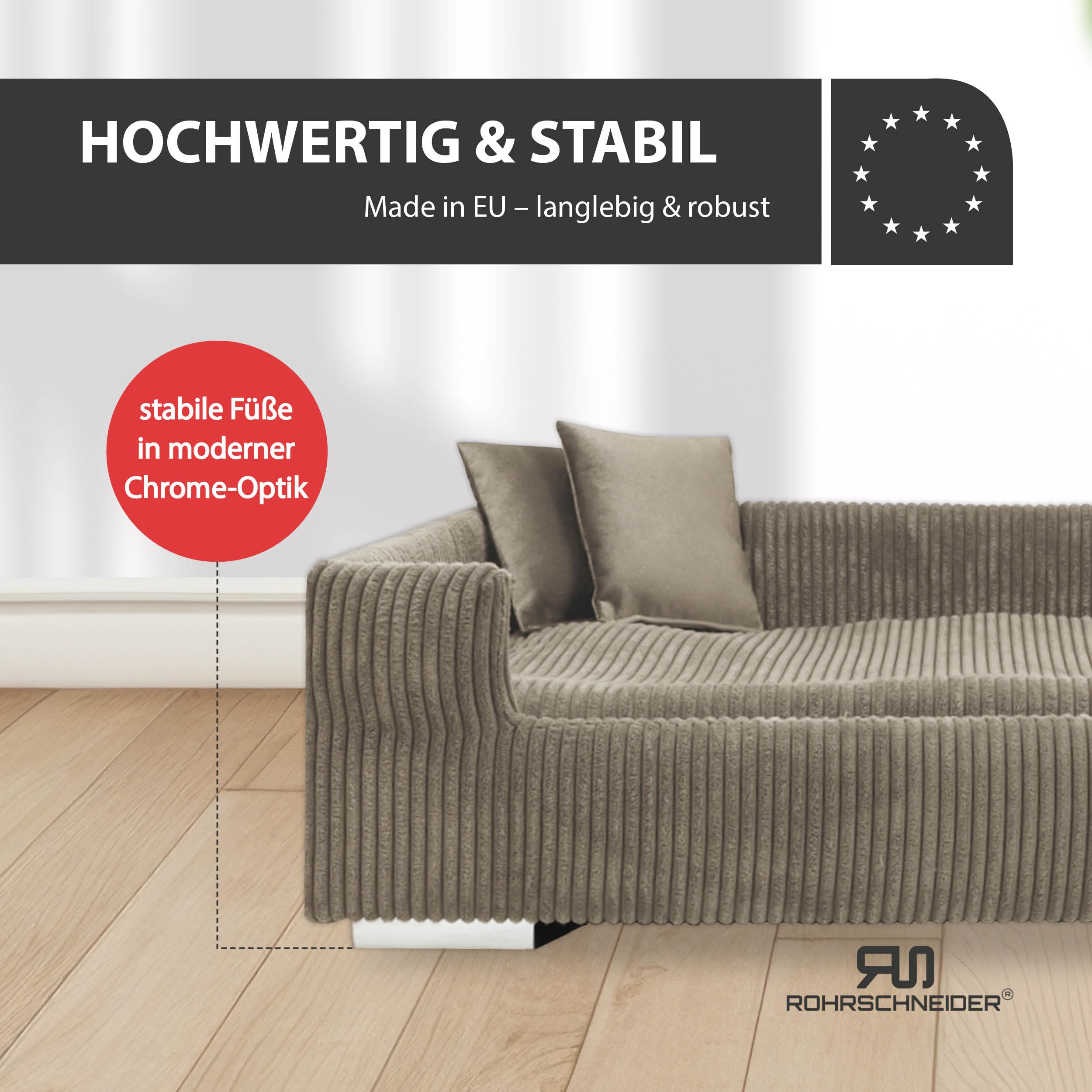 Rohrschneider Hundesofa Cord für mittelgr. & gr. Hunde, waschbar, Taupe