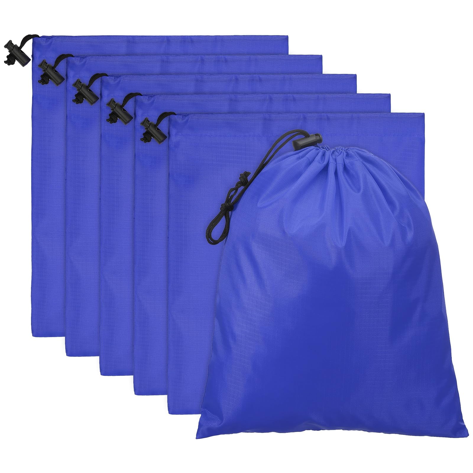 PATIKIL Travel Storage Bags with Toggle 14 x 16 Inch, 6 Pack Waterproof 210D Polyester Drawstring Bag Stuff Sack Cinch Bag for Gym Traveling Hiking Yoga Shoes Organizer, Sapphire Blue