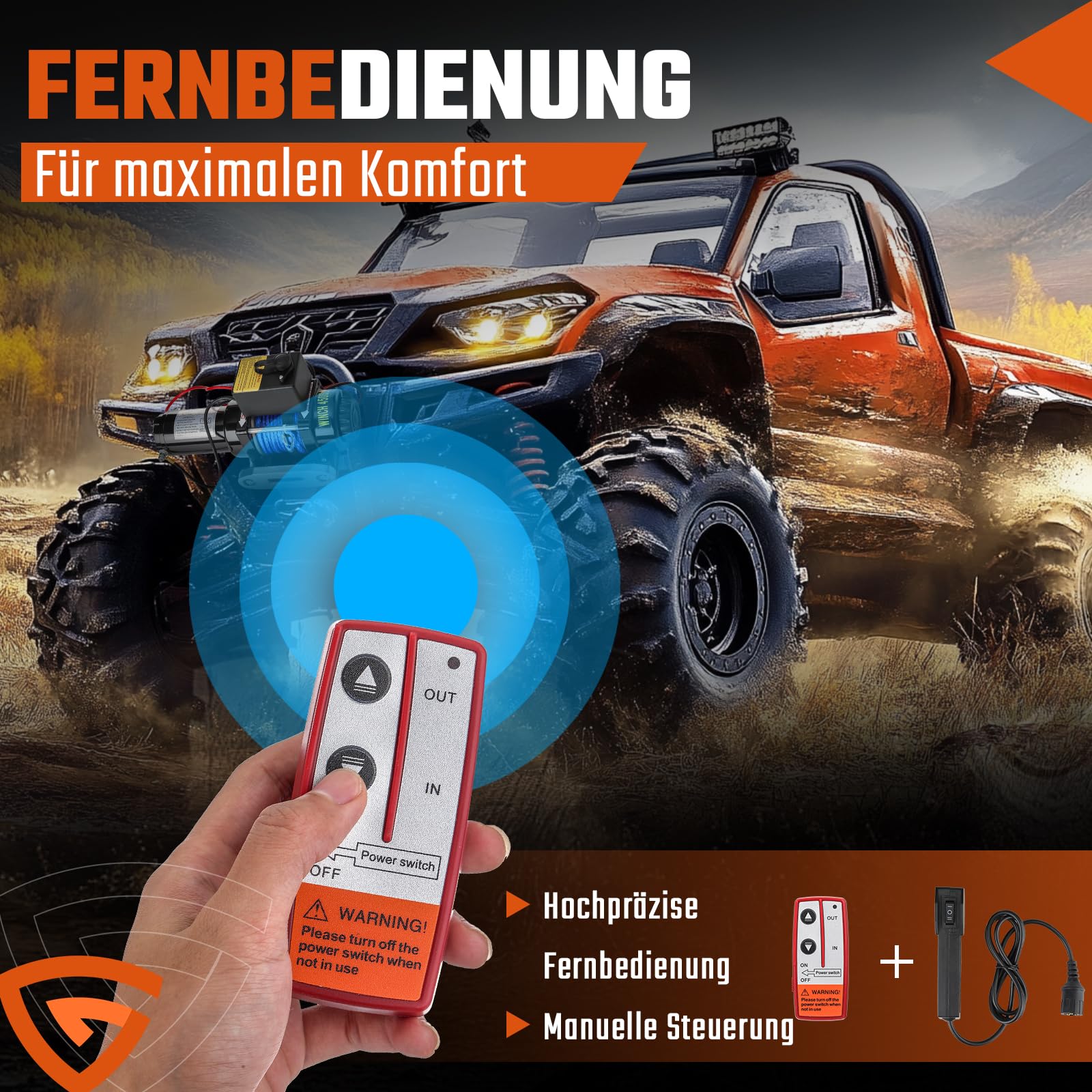Elektrische seilwinde 12V 2041kg / 4500lbs, Motorwinde Seilzug Elektrowinde 1,4kW Motor, mit Dyneema-Seil, Funk & Kabel Fernbedienung, Wasserdicht, Seilfenster, für UTV, SUV, Boot, Anhänger