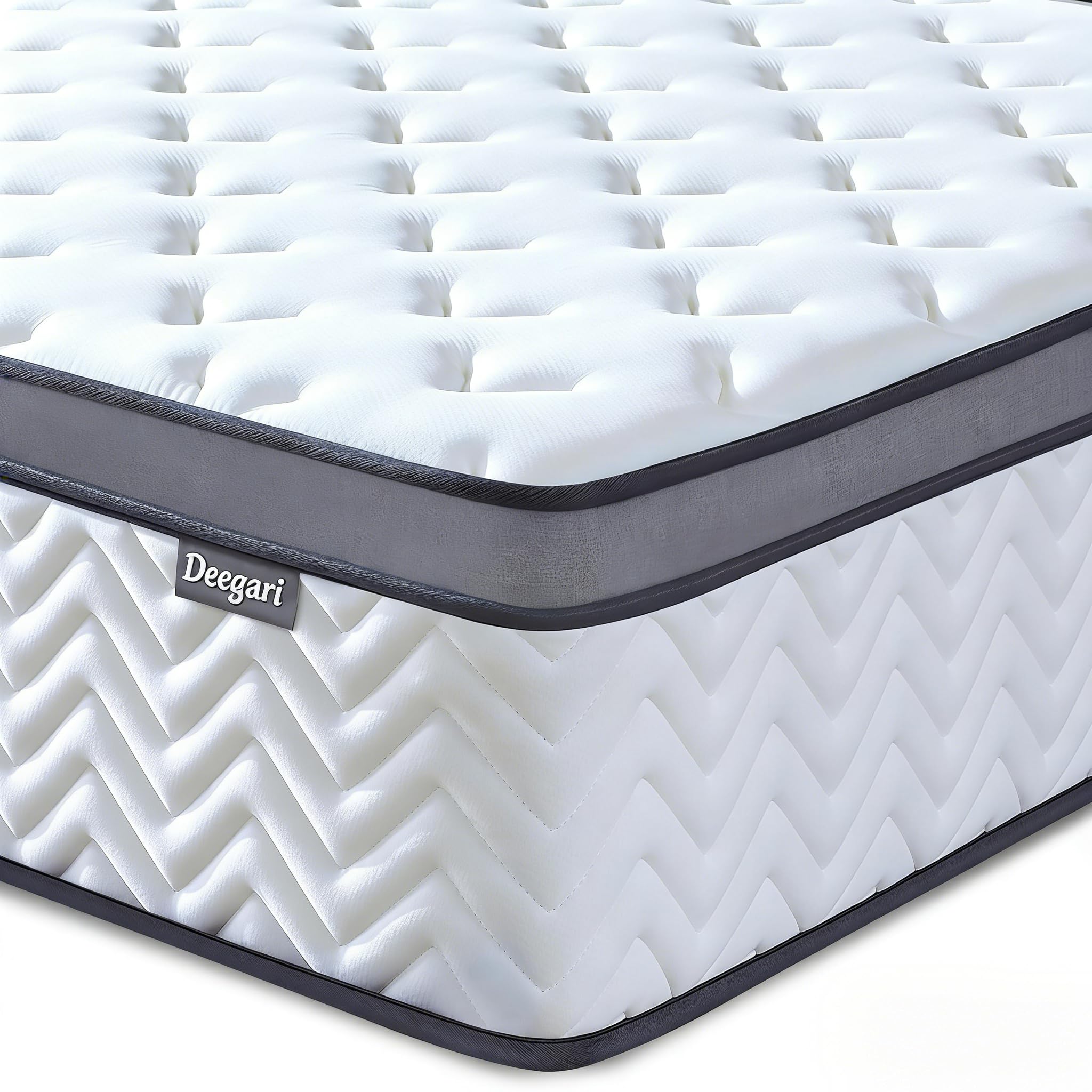 Deegari 10 Inch King Size Mattress in a Box, Hybrid Cooling Gel Memory Foam & Pocketed Coils, Medium Firm, Pressure Relief, Motion Isolation