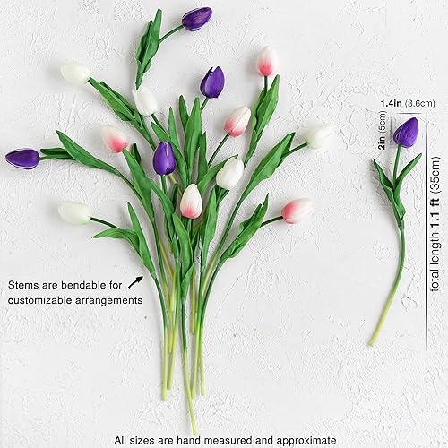 Miniatura 3 de FiveSeasonStuff - Flores artificiales de tulipanes, se sientes reales al tacto, ideales como ramo de boda, decoración del hogar, fiesta, arreglos