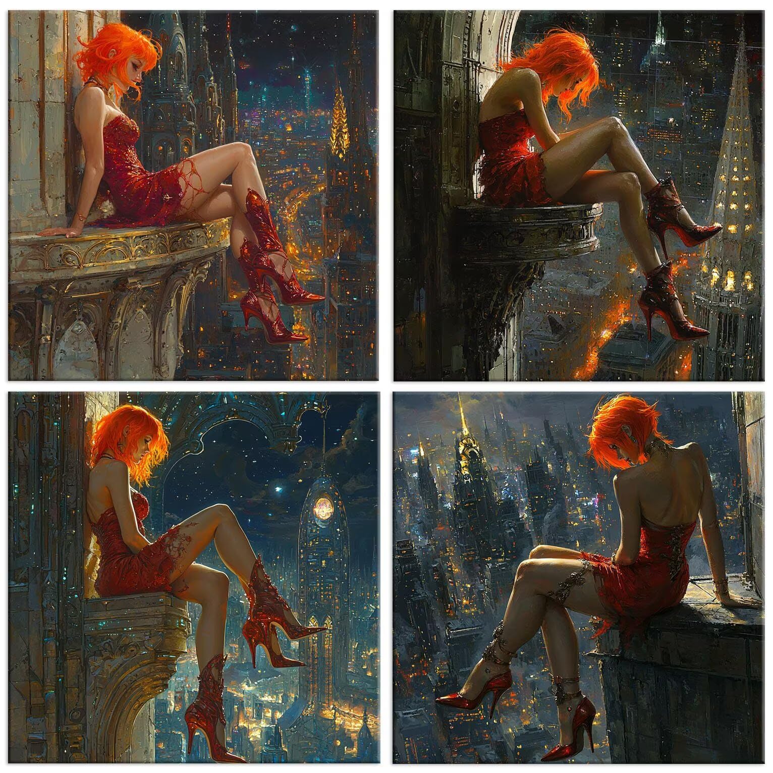 QIANLUOO Chica nocturna 5D Kits de Pintura de Diamantes 70x70cm G-905