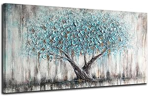 Arjun Tree Wall Art Teal Blue Nature Tree of Life Canvas Painting