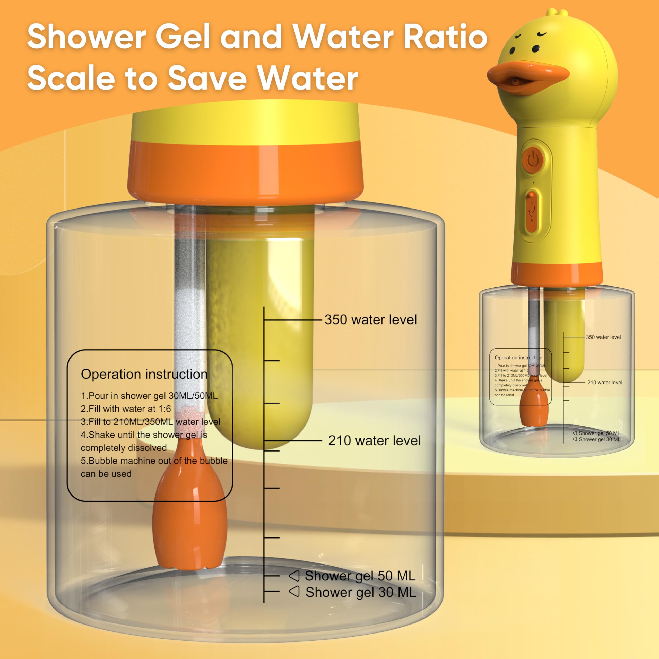 Electric Dog Shampoo Dispenser Dog Shampoo Sprayer Duck Shampoo Foamer for Pet, Foaming Soap Dispenser for Bathtub, Kitchen Sink Cleaning