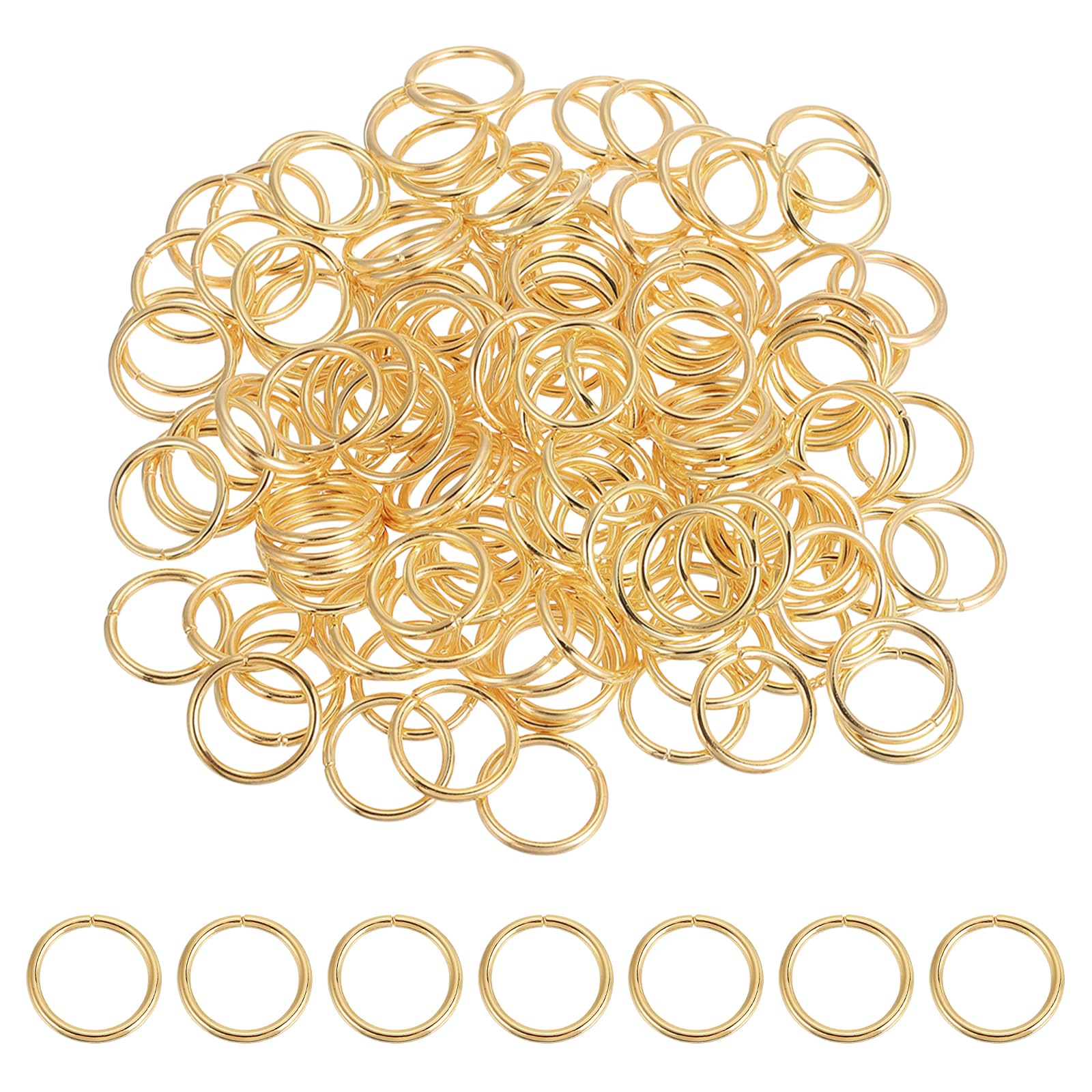 sourcing map 200 Pcs Open Jump Rings, 18mm Split Metal O Ring 2mm Thick Keychains Connector Ring for Jewelry Making DIY Necklaces Bracelet Earrings Craft Making, Light Gold