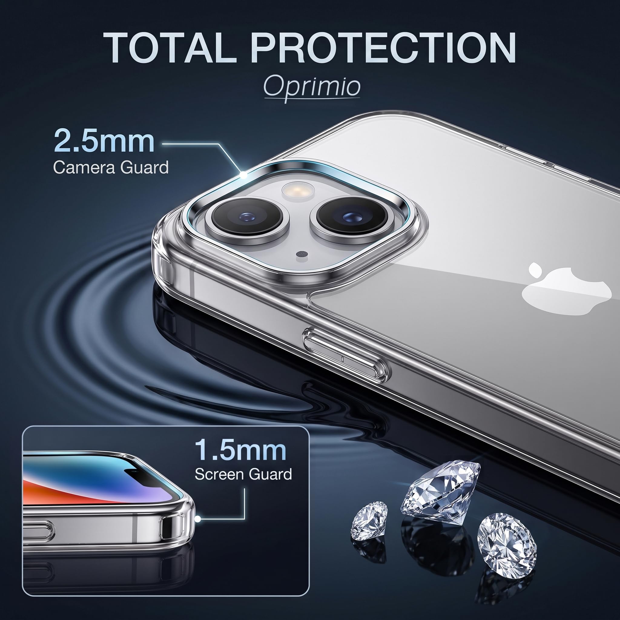 Oprimio kryształowo czysta osłona na iPhone 14 [osłona z silikonu] [100% przezroczysta] [niemiecki materiał] [ultra cienka] przezroczysta osłona na telefon komórkowy Apple iPhone 14